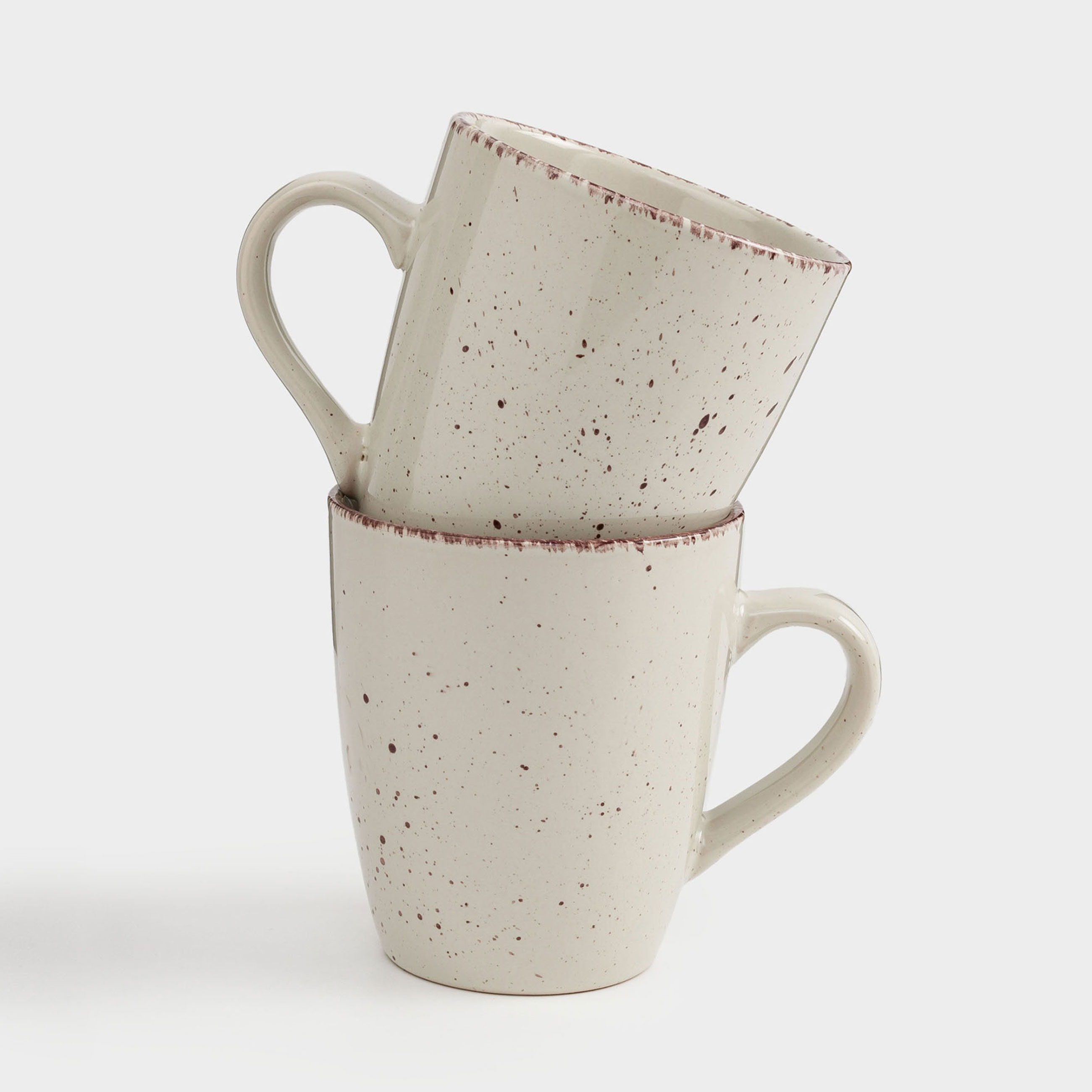 Mug, 400 ml, 2 pcs, ceramic, beige, speckled, Speckled, image-0