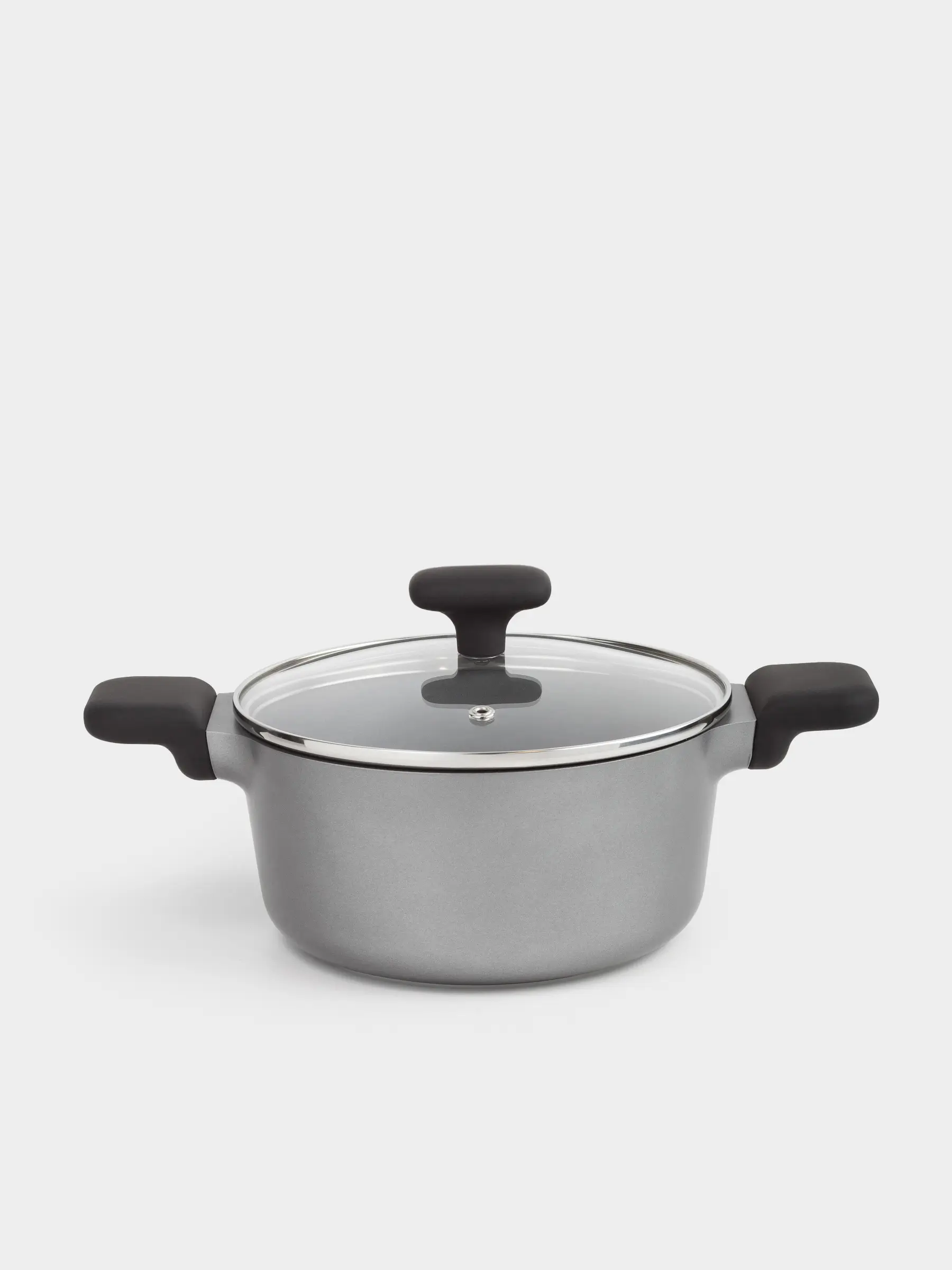 Pot, 20 cm, 2.7 l, with lid, coated, aluminum, grey-black, Mintali