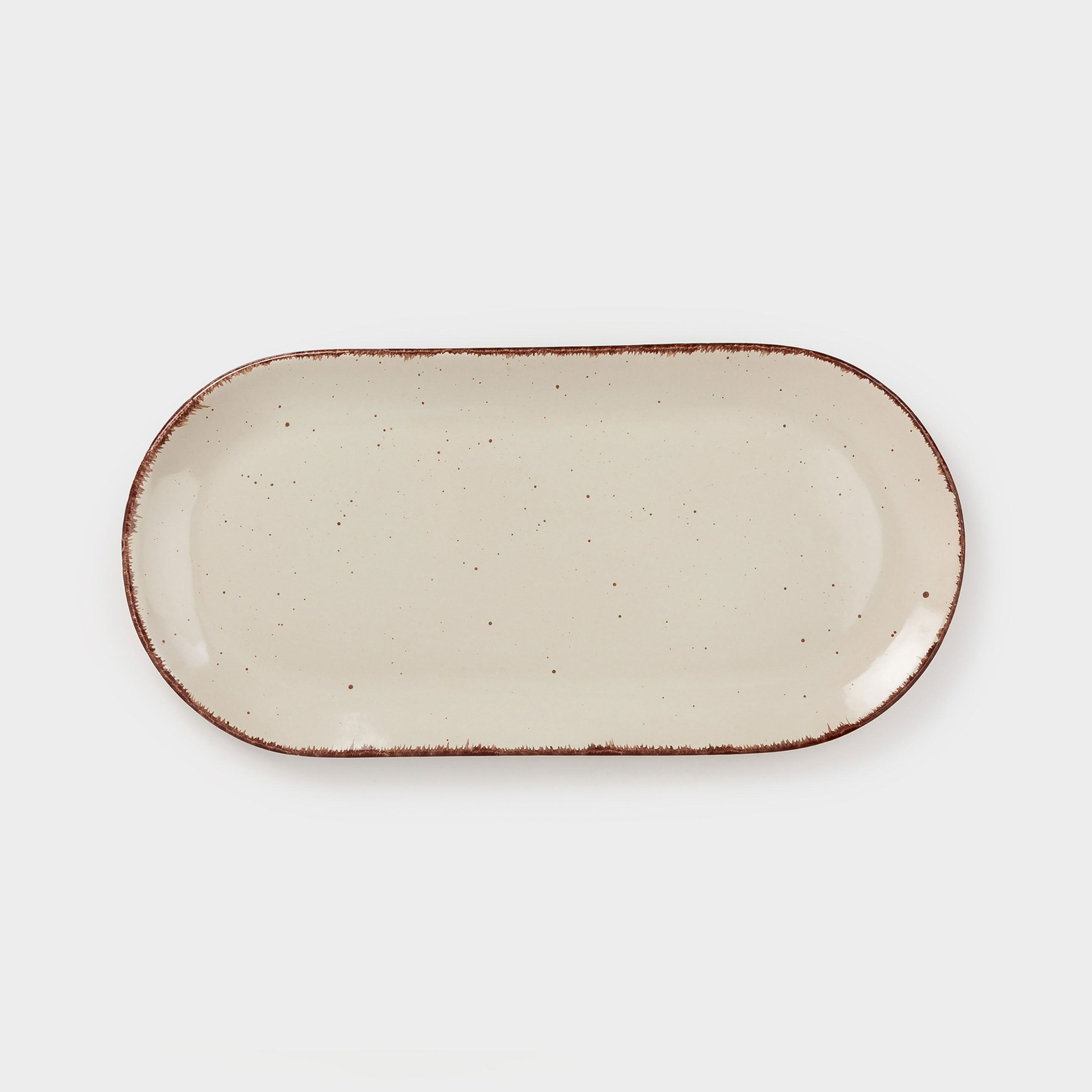 Dish, 25x13 cm, ceramic, oval, beige, Speckled, Speckled, image-0