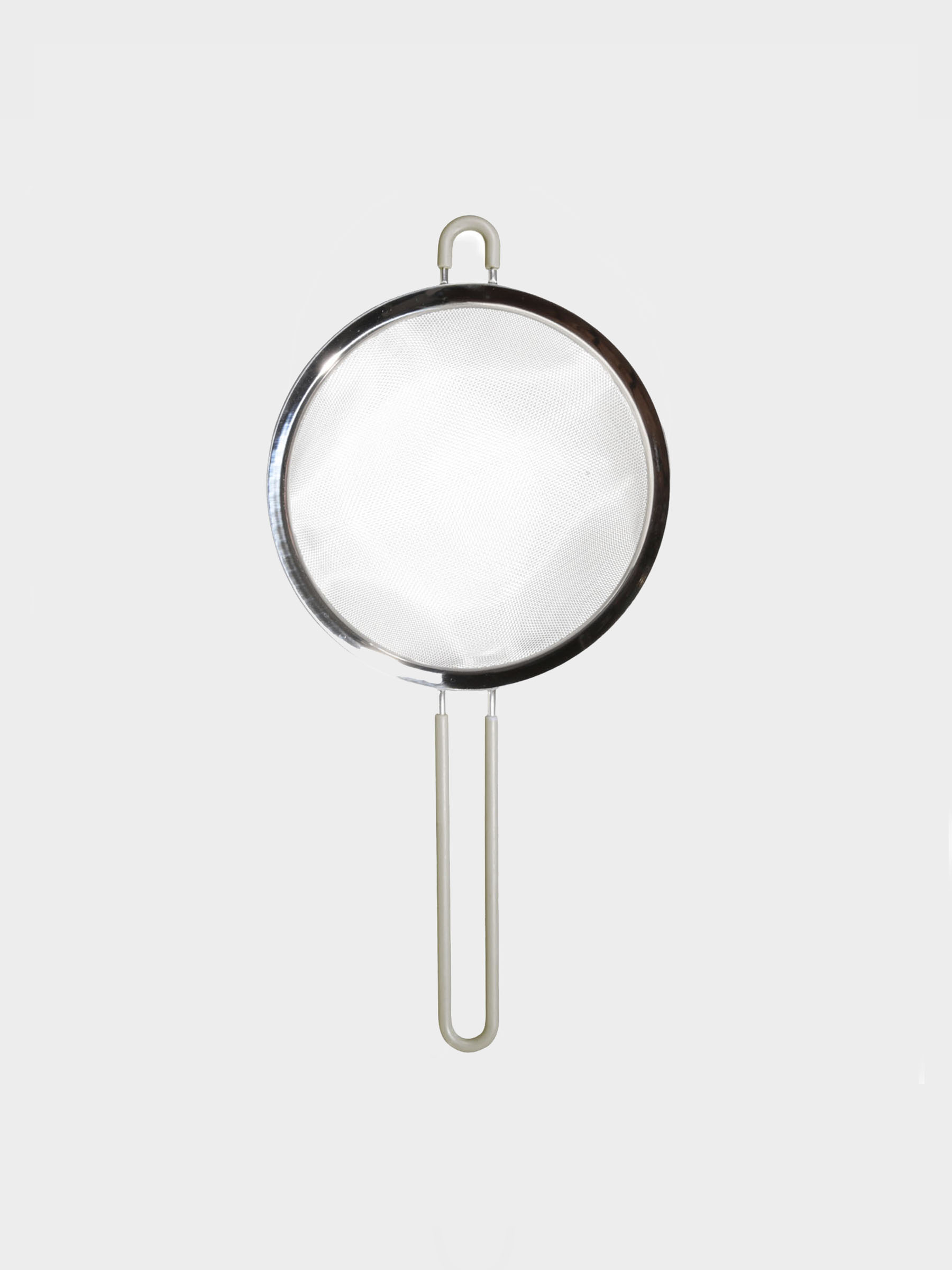 Strainer, 20 cm, with handle, steel / silicone, beige, Tammy, image-0