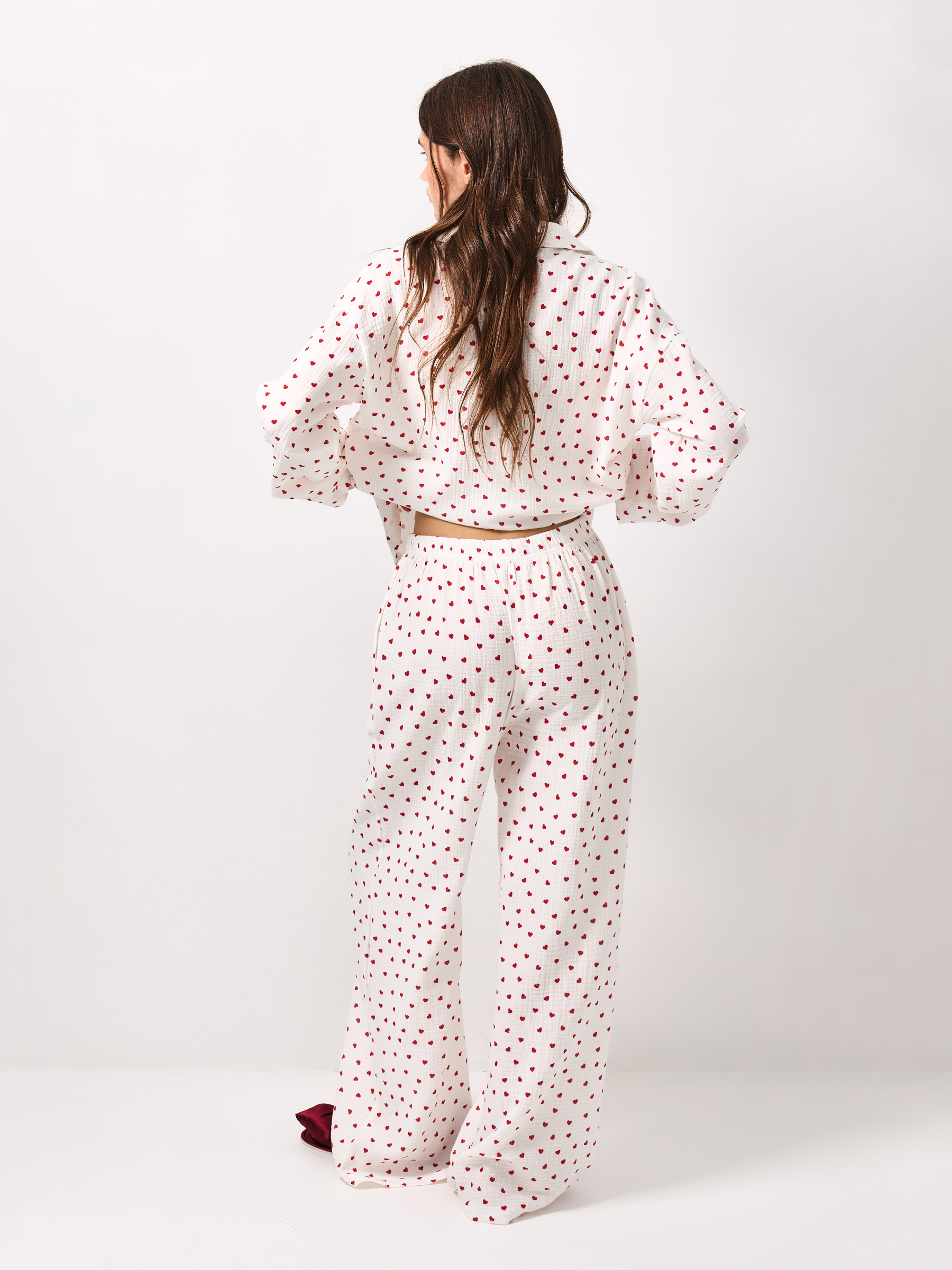Women's trousers, homewear, size S, muslin, milky, Flowers, Ateira, image-4