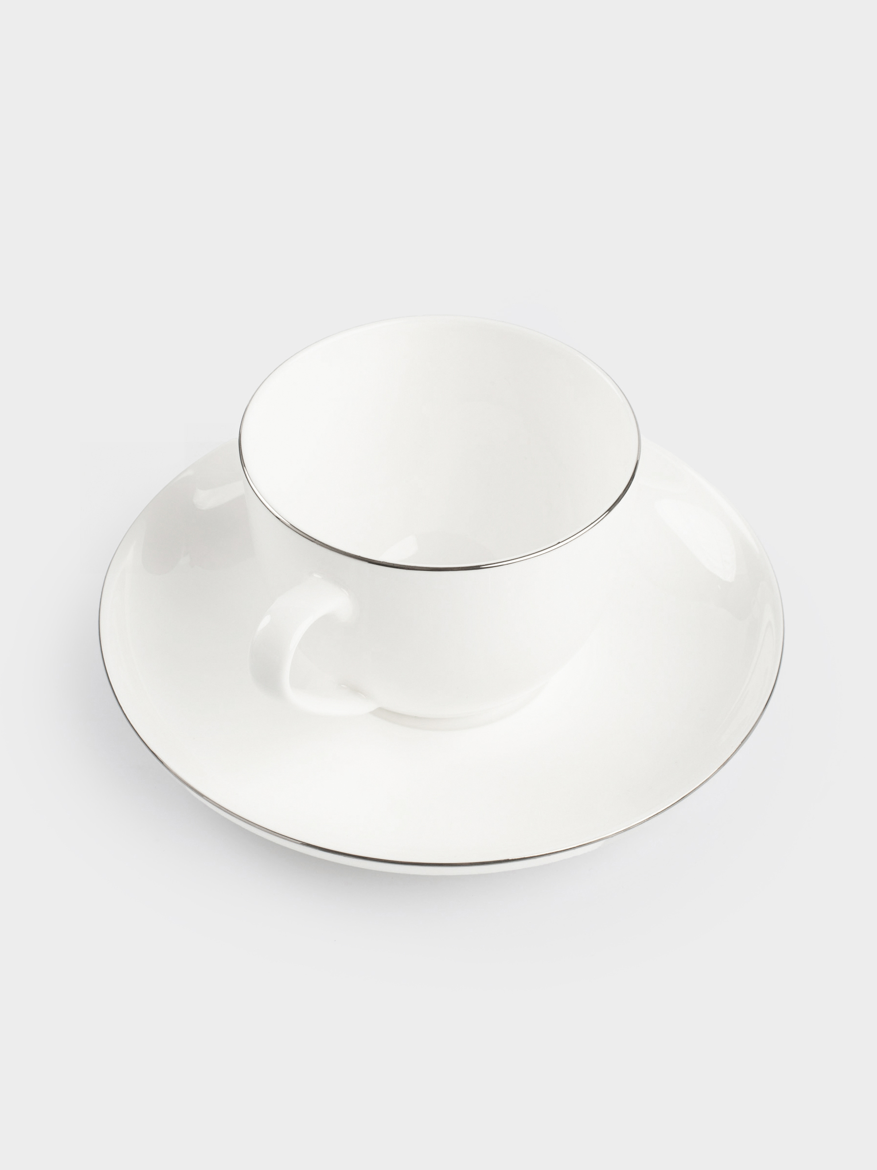 Tea pair, 6 person, 12 items, 250 ml, porcelain F, white, Ideal silver, image-4