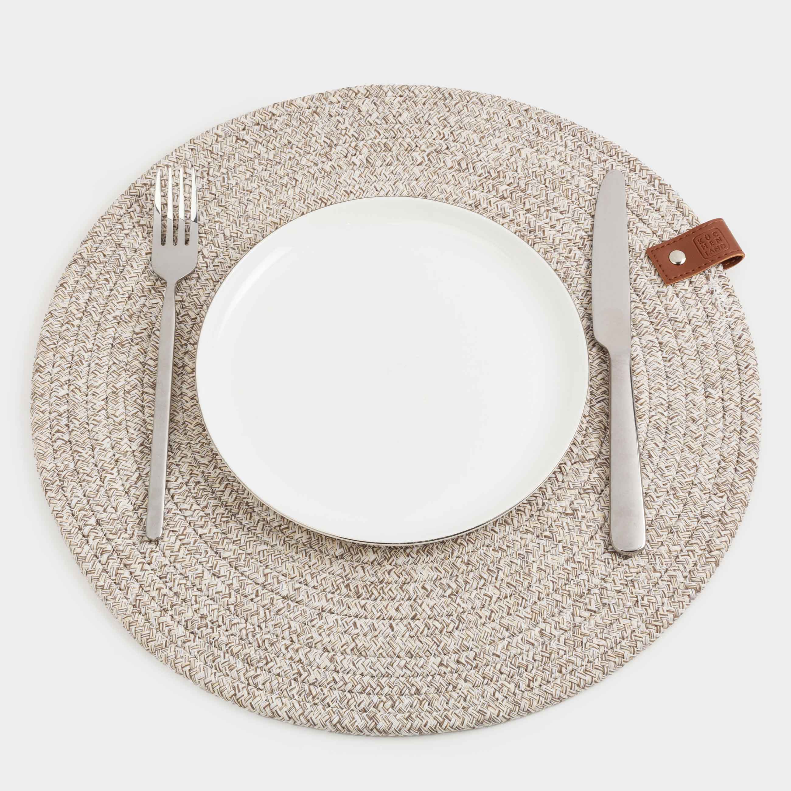 Placemat, 38 cm, polyester / cotton, round, beige-brown, Swivel, image-3