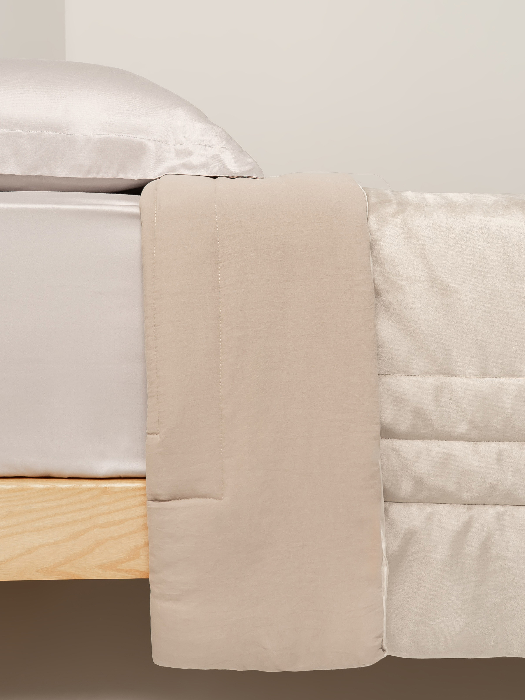 Bedspread, 220x240 cm, quilted, velvet/microfiber, beige, Frame, Stitch velvet, image-4