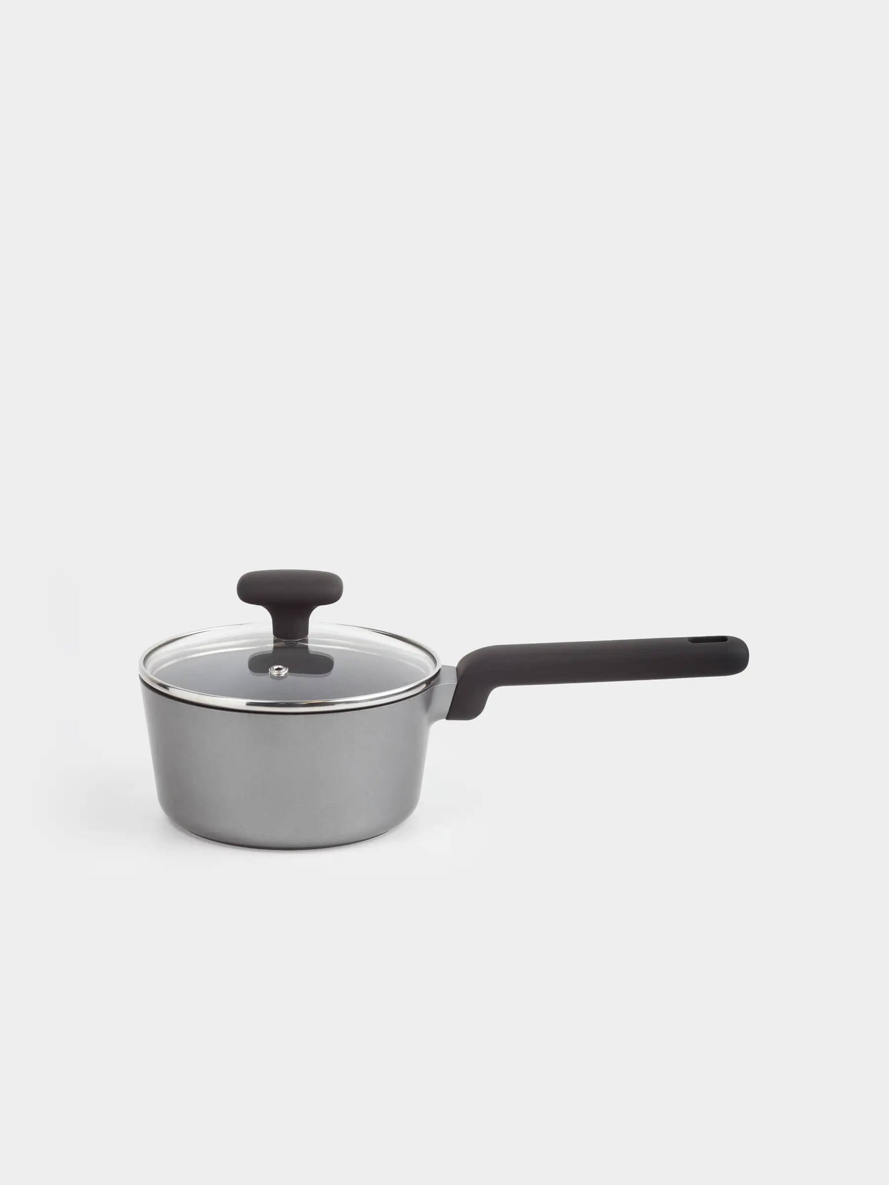 Saucepan, 16 cm, 1.5 l, with lid, coated, aluminum, grey-black, Mintali