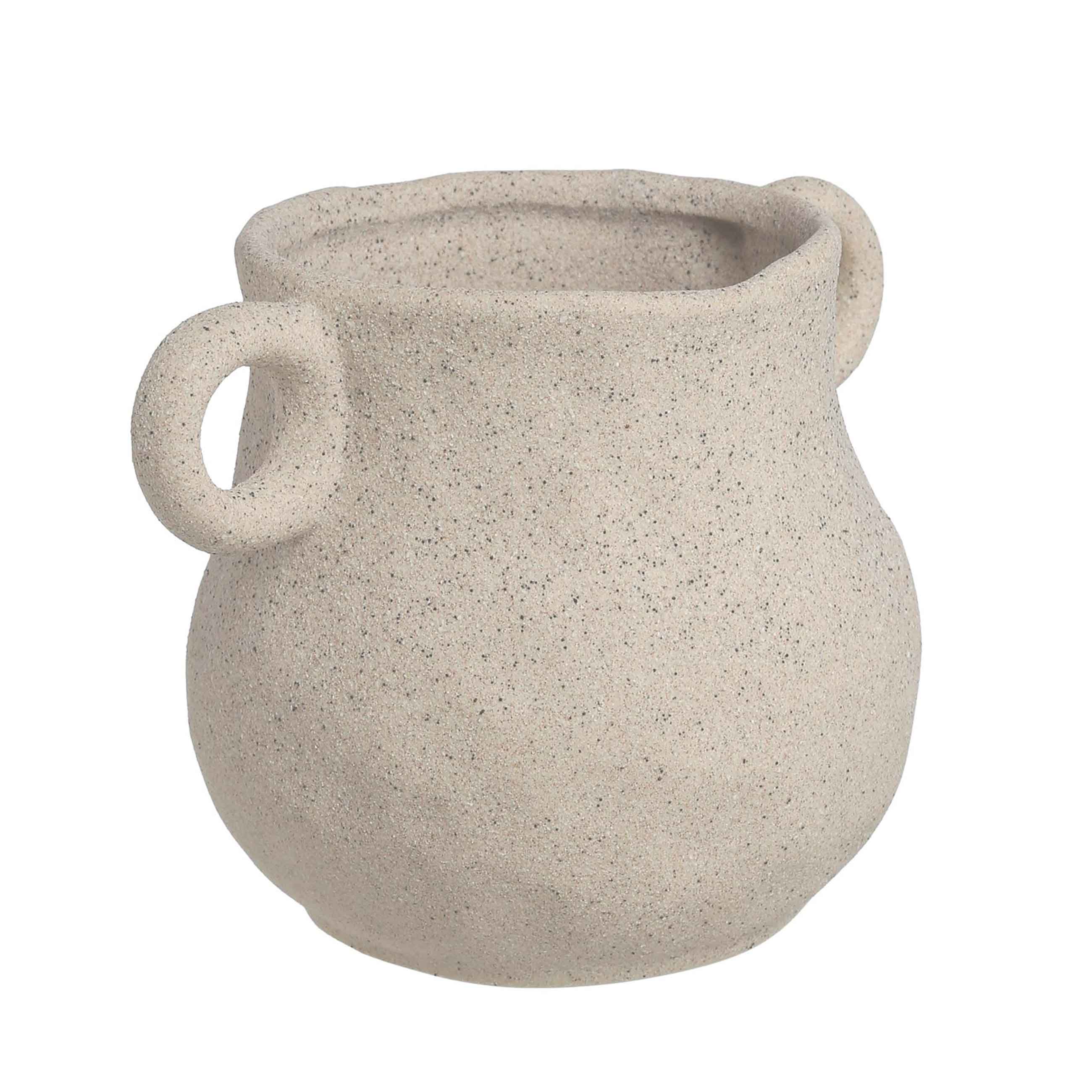 Decorative vase, 13 cm, with handles, ceramic, grey, Antic, image-1