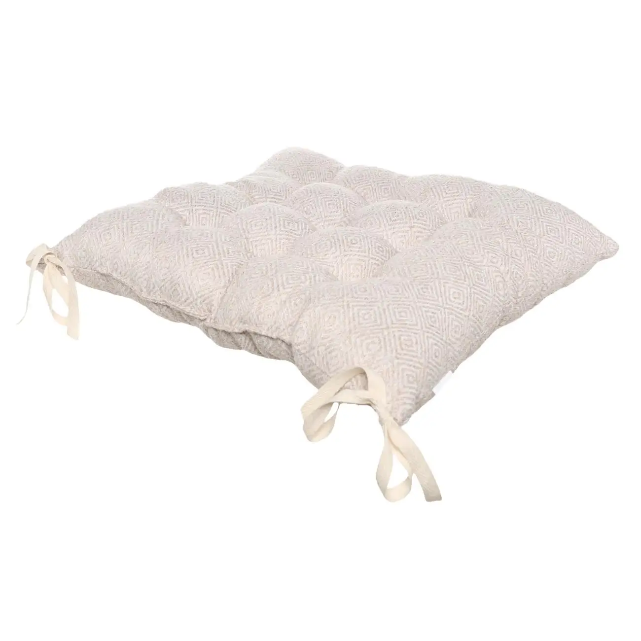 Chair cushion, 40x40 cm, with drawstrings, polyester, square, Beige, Rhombus, Rhombic, image-0