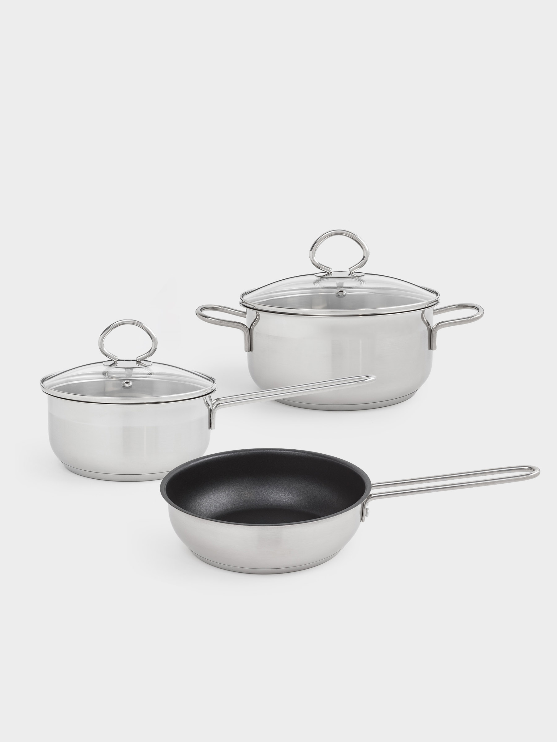 Set of dishes, 3 items, steel / glass, Egoist lite, image-0