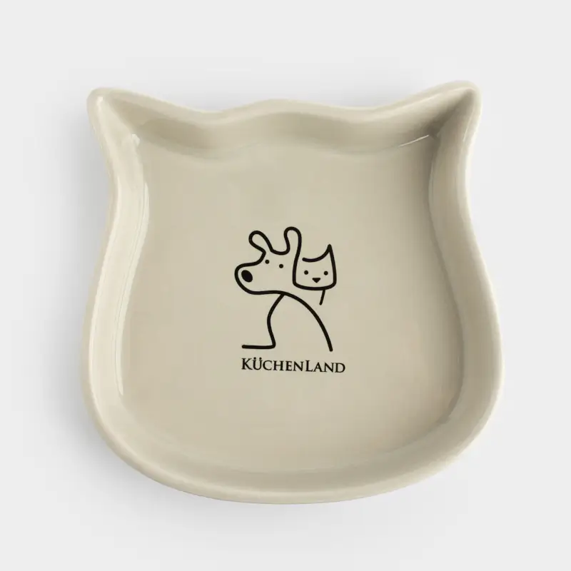 Pet bowl, 14x14 cm, 160 ml, ceramic, grey, Cat, Whiskers ,image-0