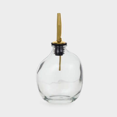 Oil or vinegar bottle, 250 ml, with dispenser, glass / metal, Classic gold