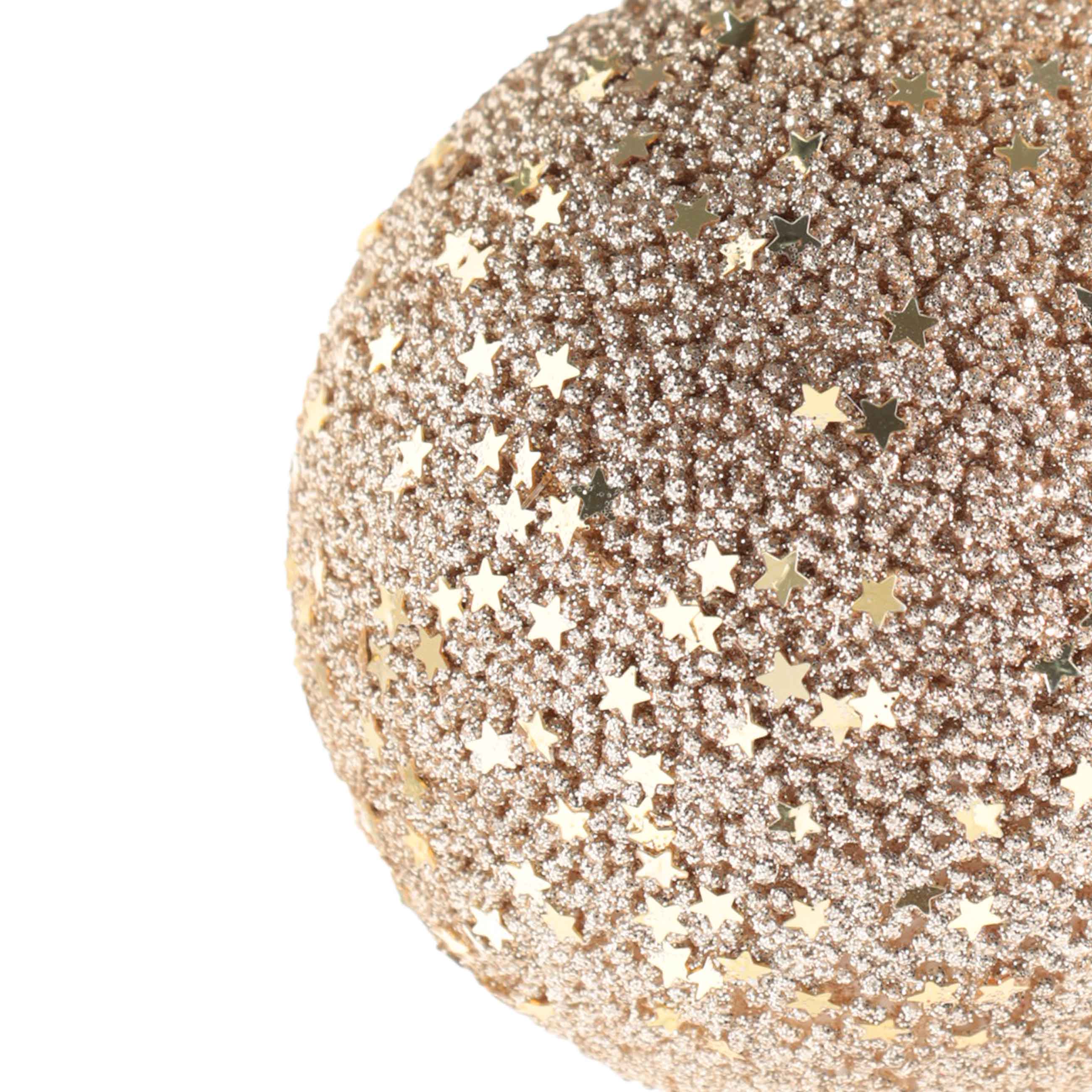 Christmas tree toy, 8 cm, foam, gold, Ball with stars, Ball sparkle, image-1