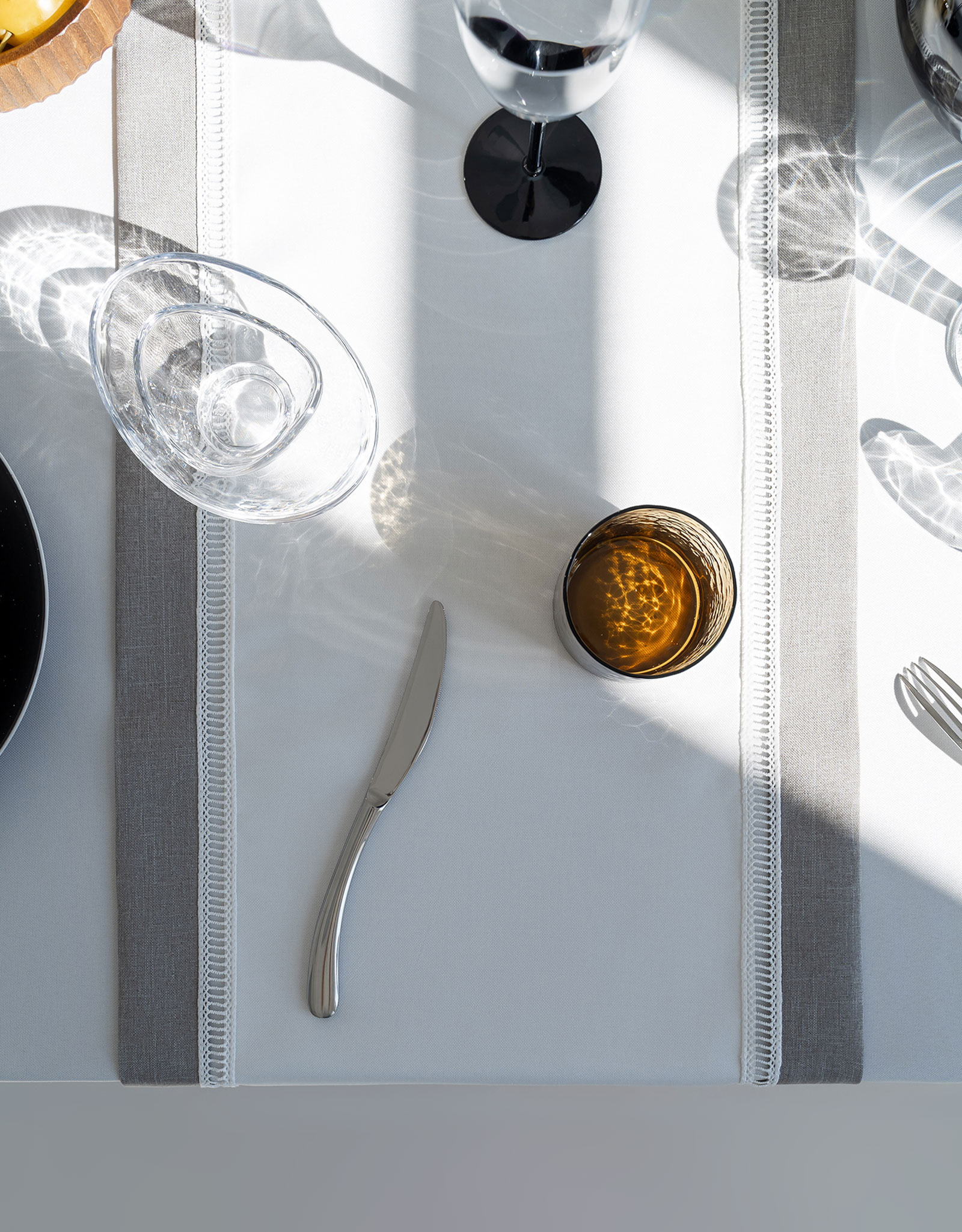 Table runner, 40x160 cm, polyester, white-gray, milkyy way