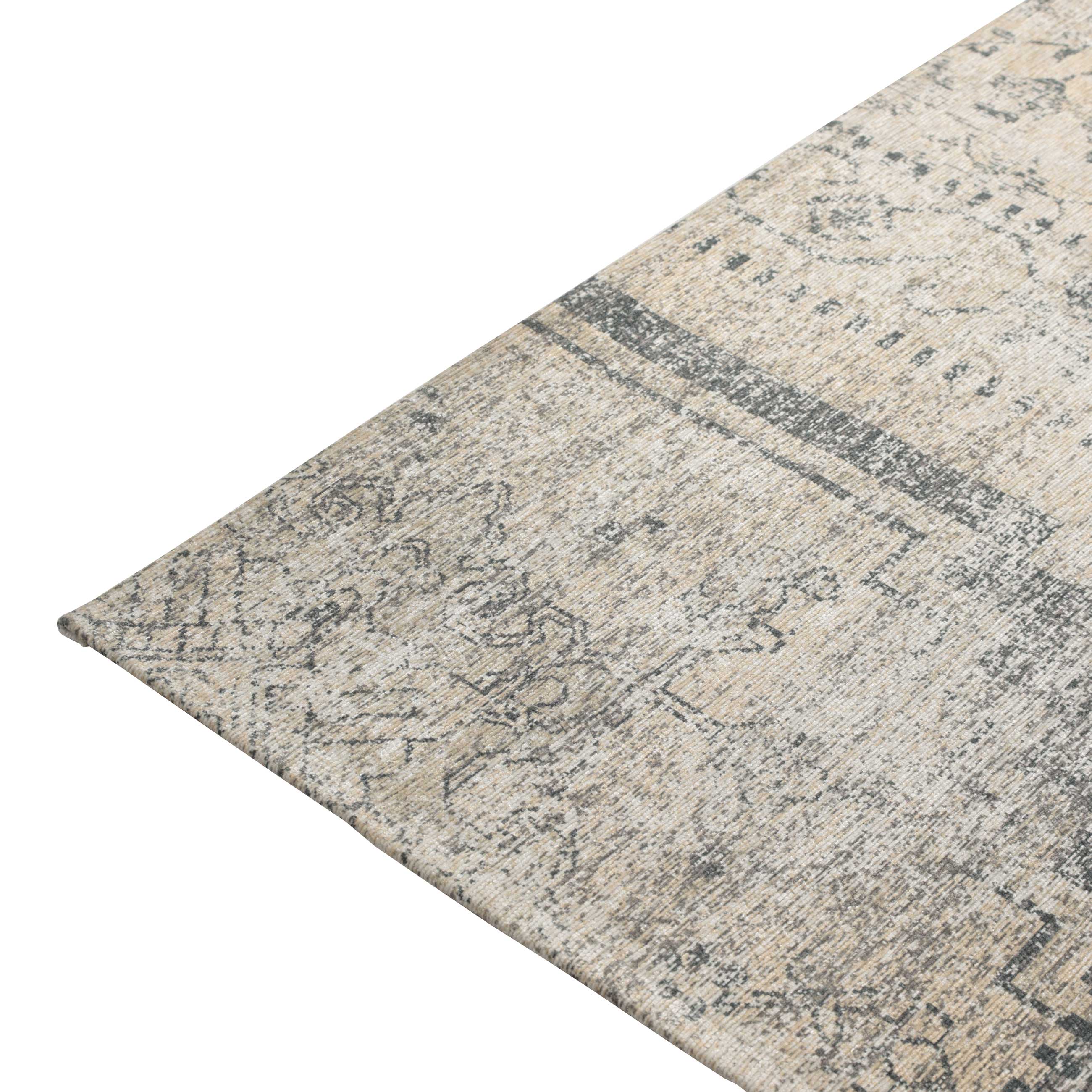 Rug, 150x210 cm, chenille / cotton, beige-brown, Patchwork print, Cave
