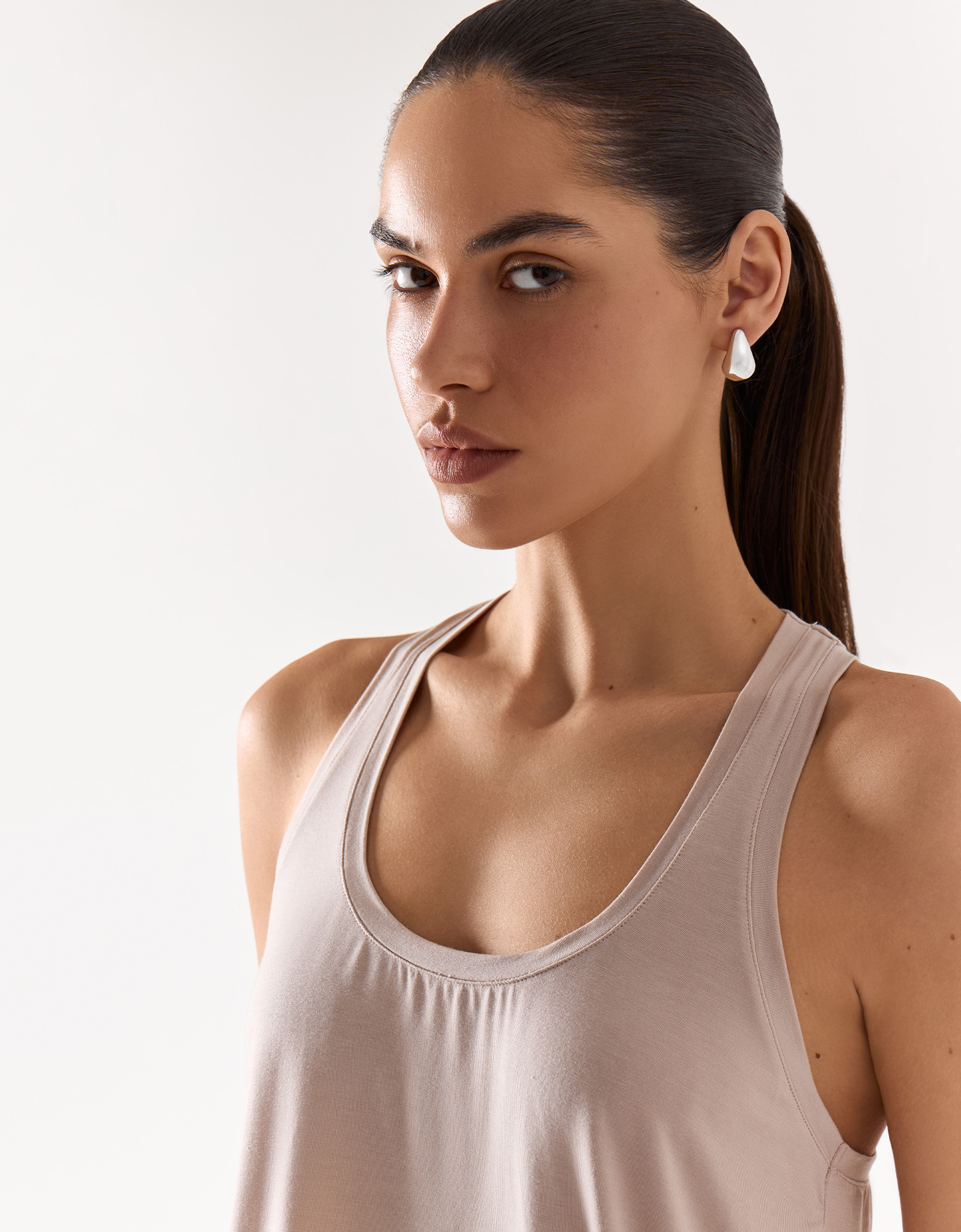 Women's top, homewear, size L, modal / elastane, beige, Callisto, image-2