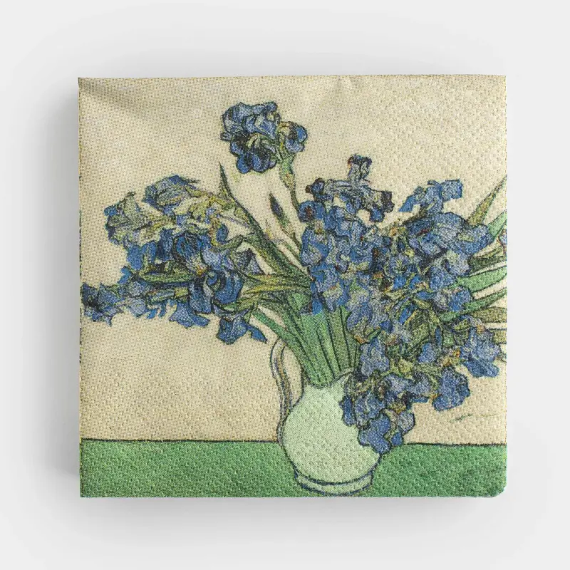 Paper napkins, 21x21 cm, 20 pcs, beige, Irises, Van Gogh, Art ,image-0