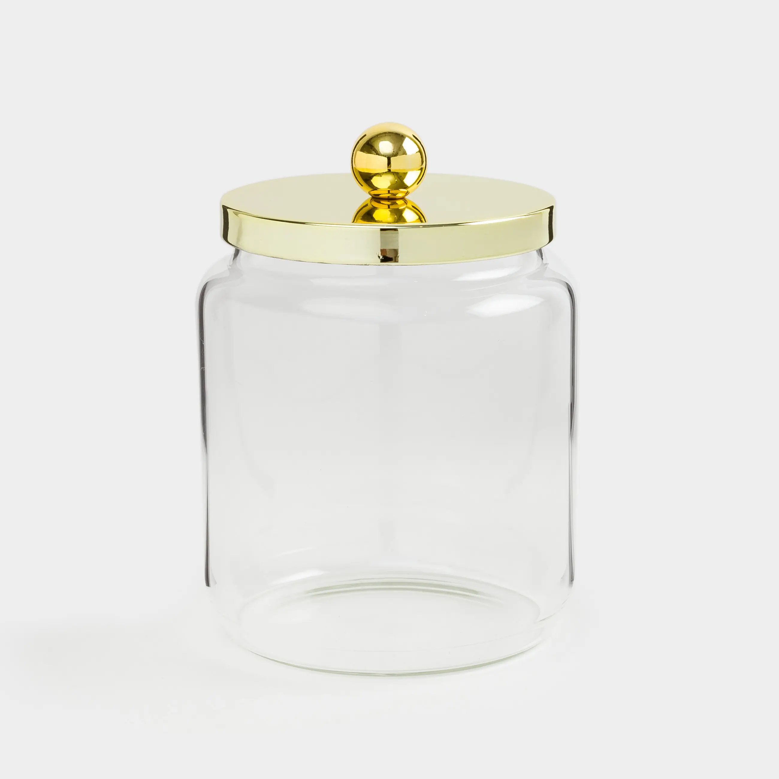 Storage container, 9x12 cm, 450 ml, glass / metal, gold, Classic gold