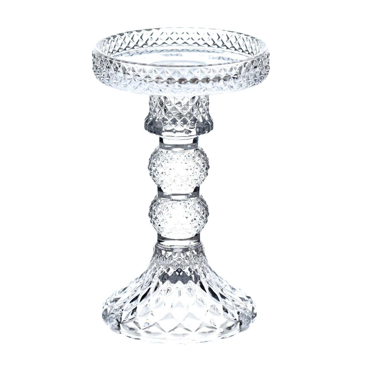 Candle holder, 14 cm, for one candle, on a leg, glass, Naiad, image-0