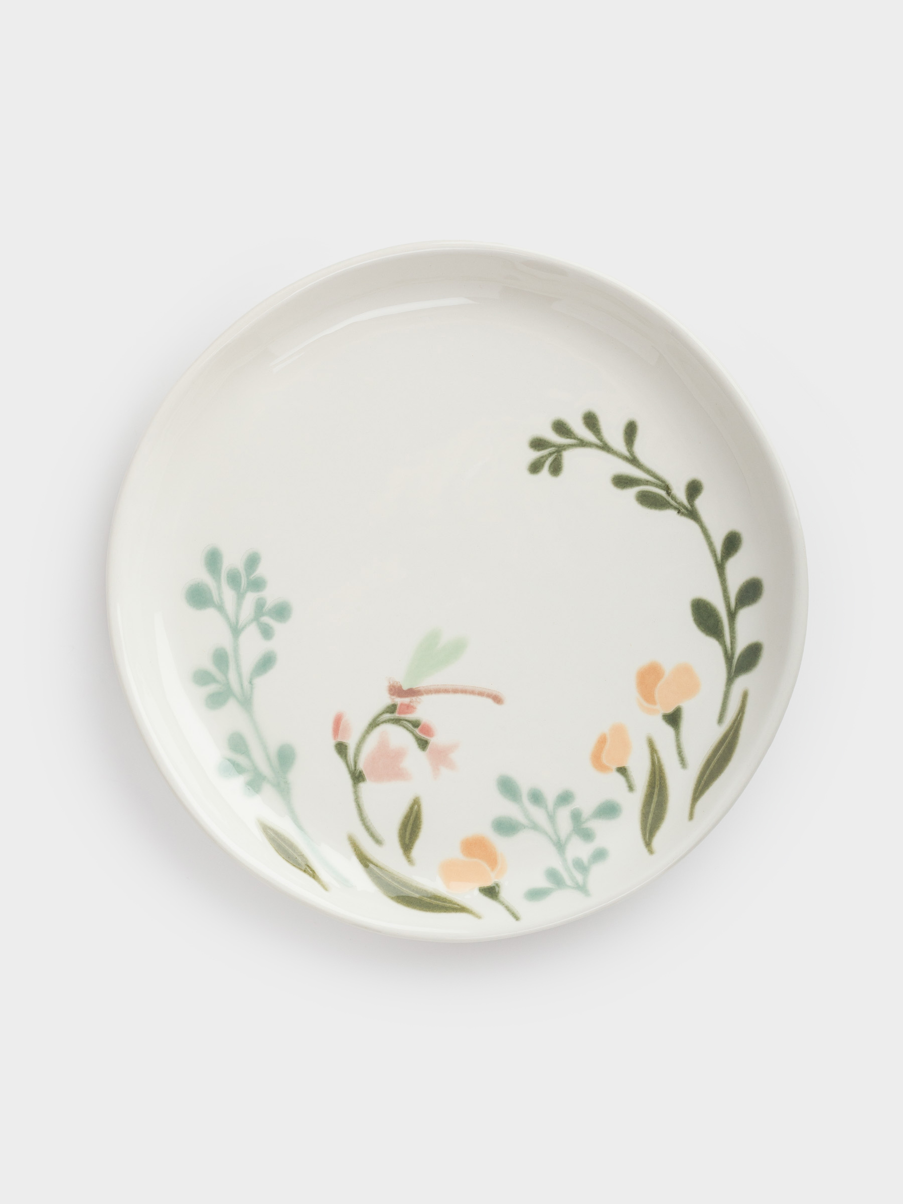 Snack plate, 20 cm, ceramic, milky, speckled, wildflowers, Meadow speckled, image-0