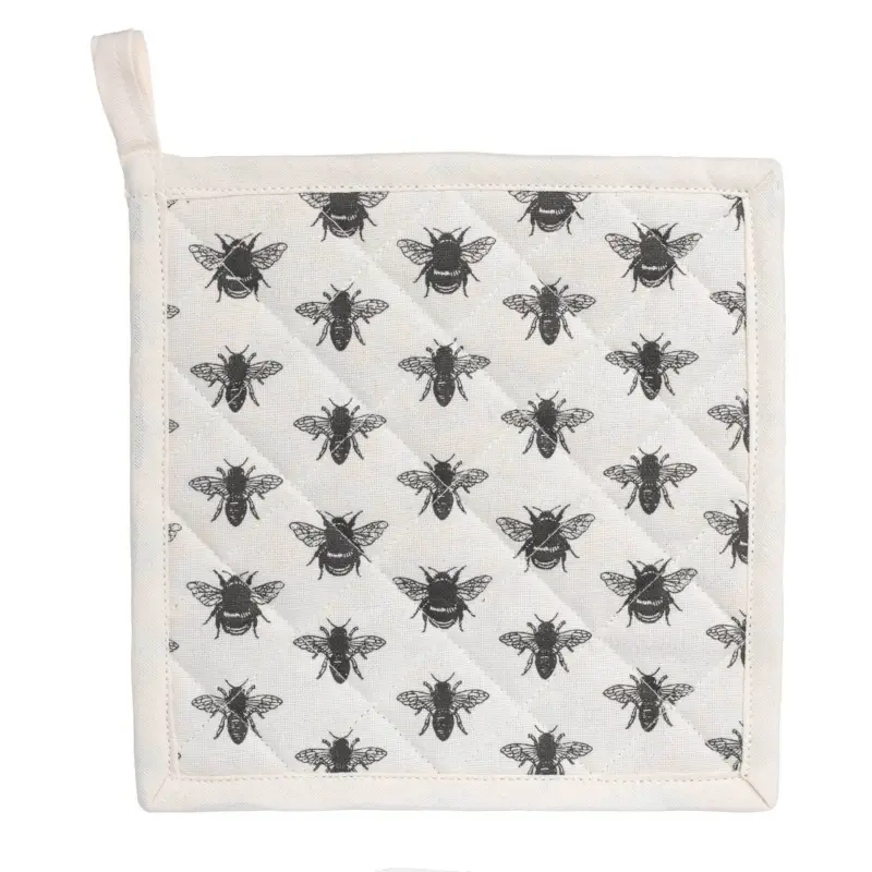 Potholder, 20x20 cm, cotton, beige, Bees, Honey ,image-0