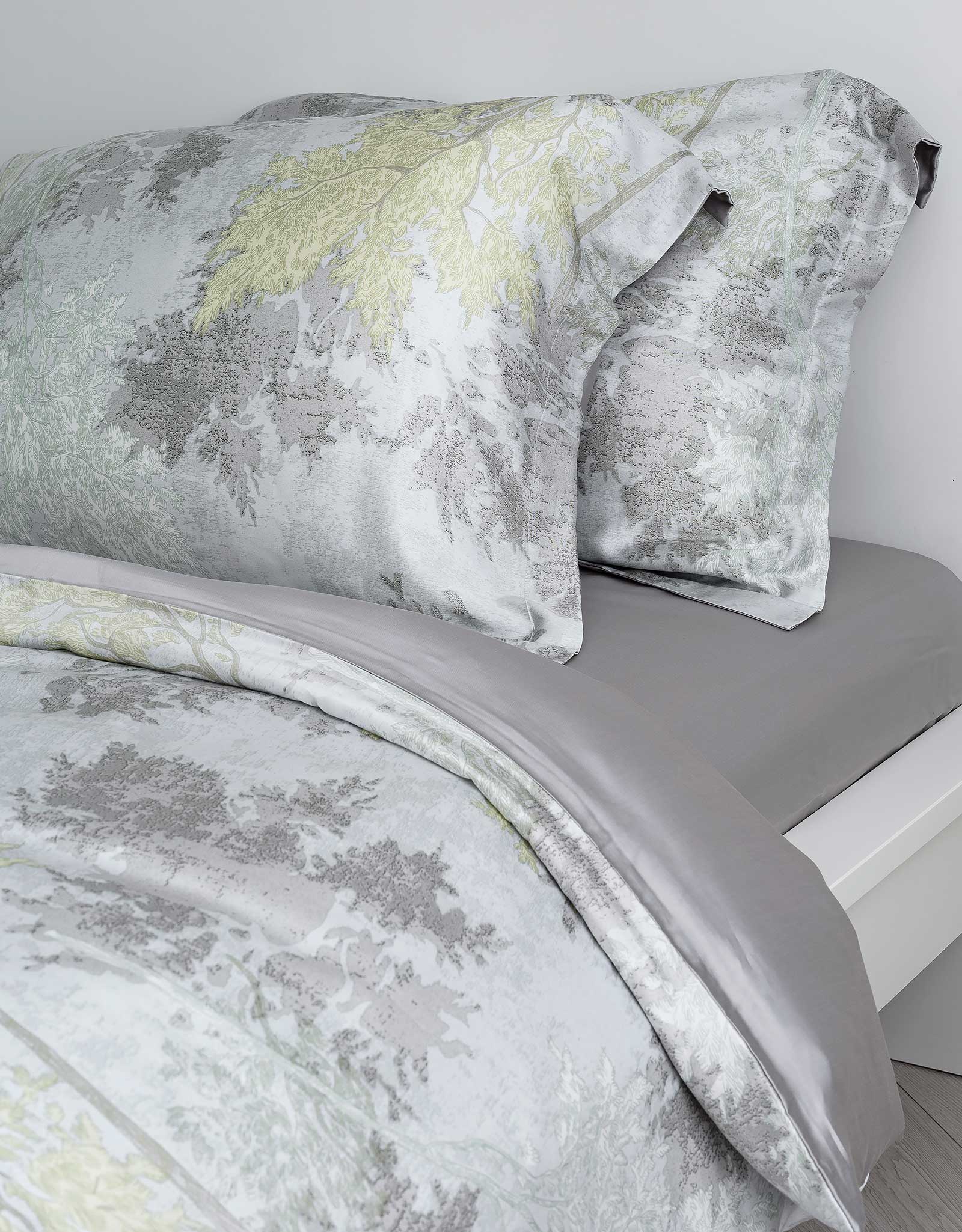 Bed linen, Euro, Tencel 300 TS, grey-menthol, Branches, Tencel, image-2