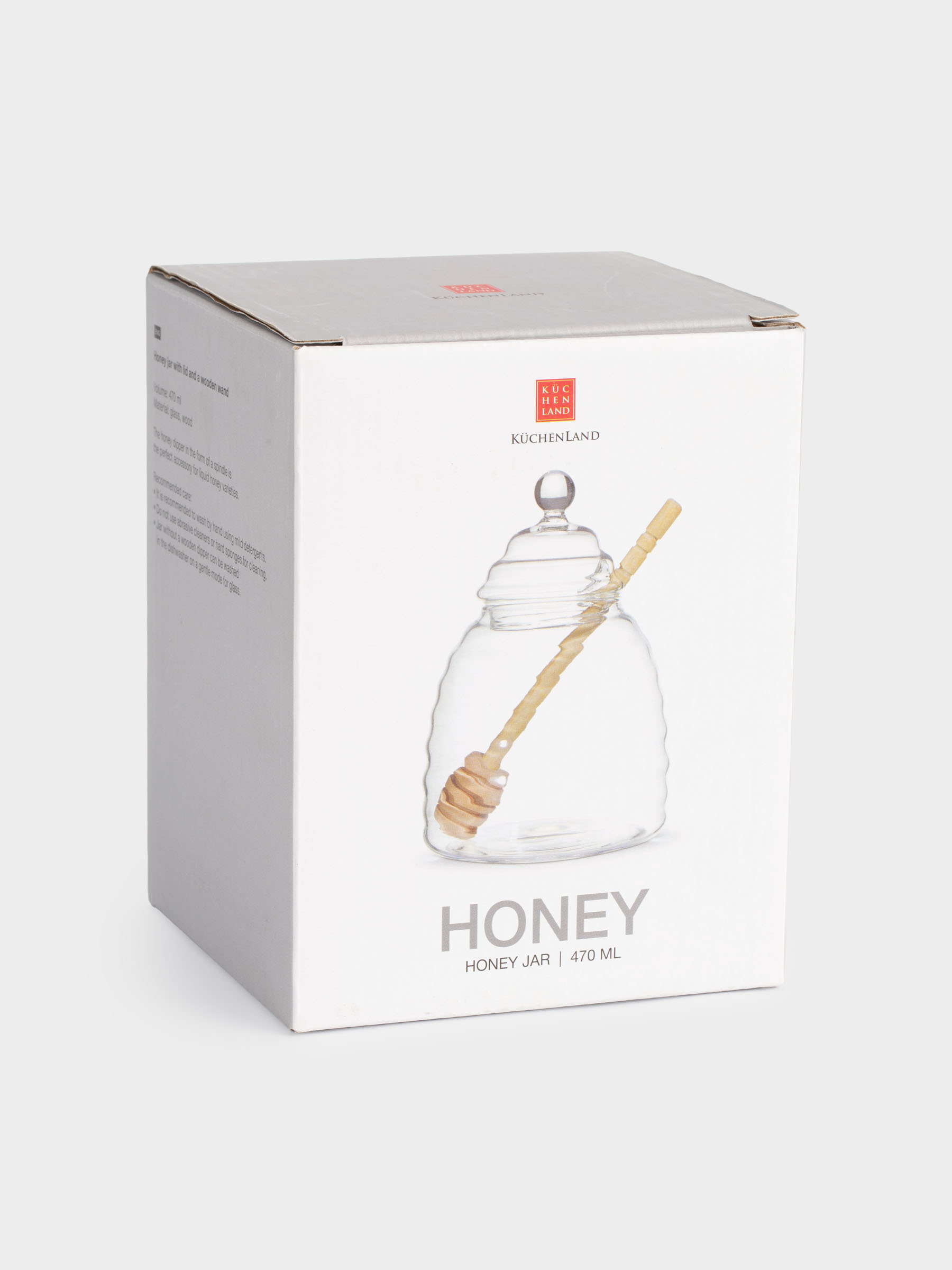 Honey jar, 470 ml, with spoon, Used glass / wood, Honey, image-6