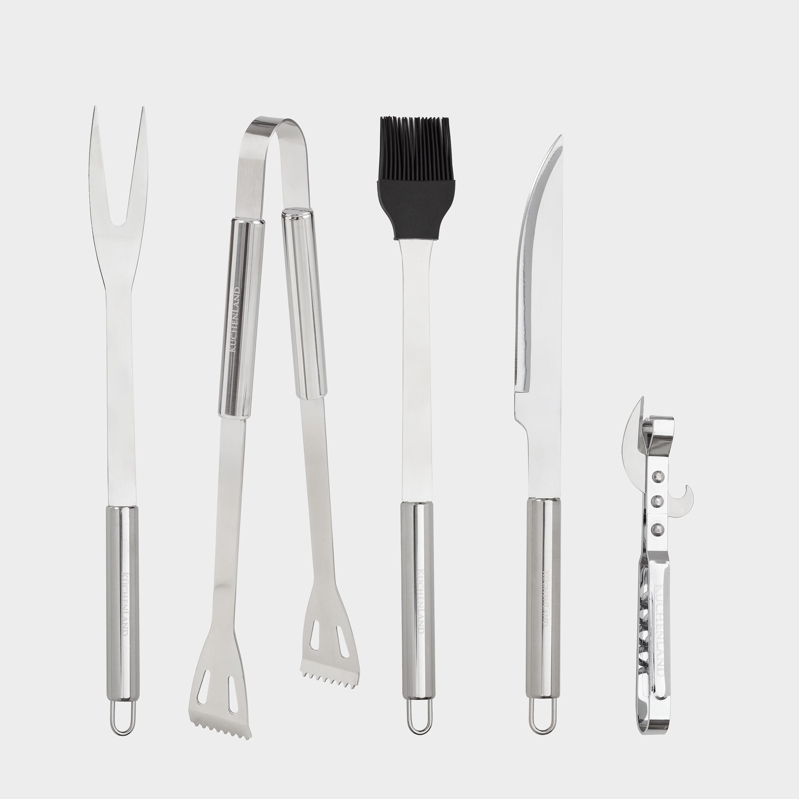 BBQ set, 5 items, in a fabric case, steel / silicone/eco-leather, BBQ, image-0