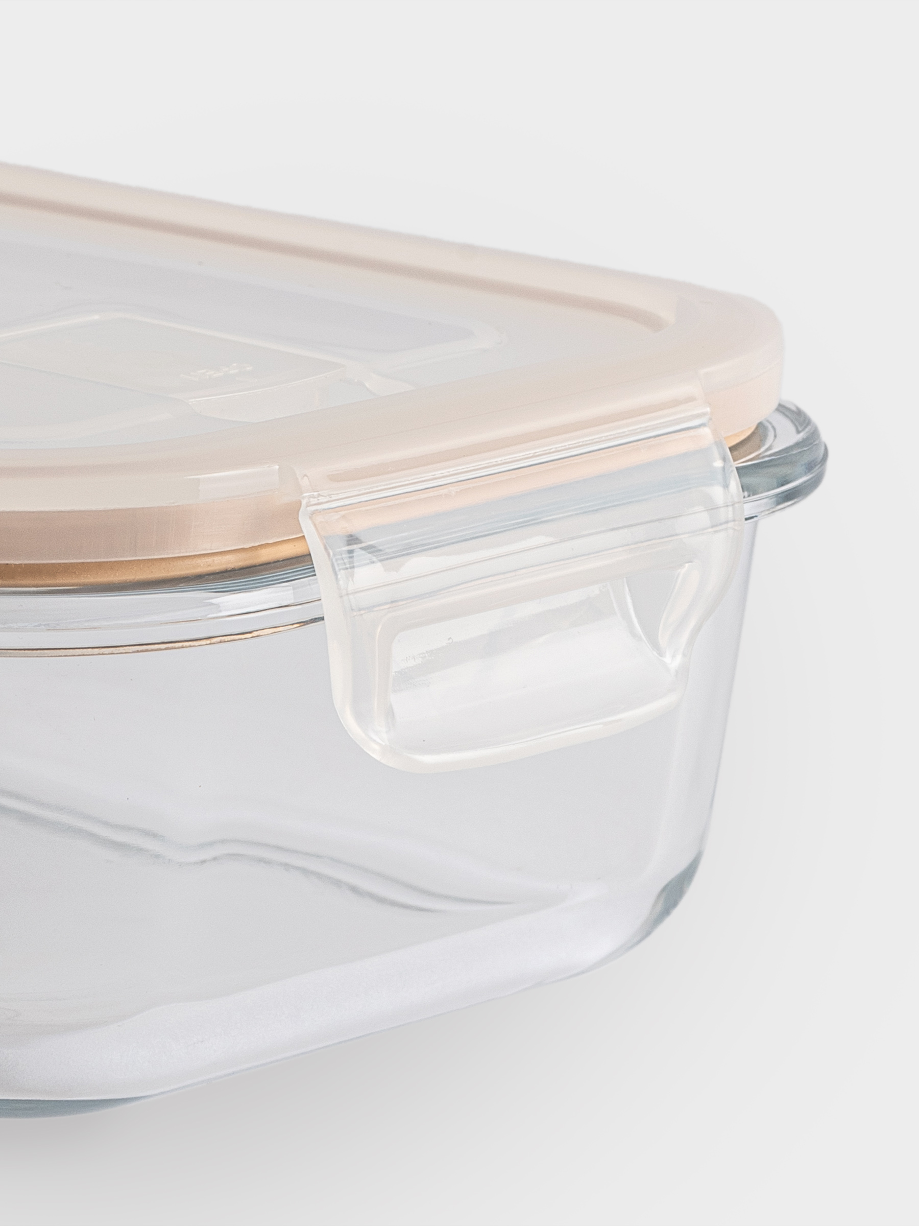 Container, 640 ml, with clips, with valve, glass T / plastic, rectangular, Soft kitchen, image-5