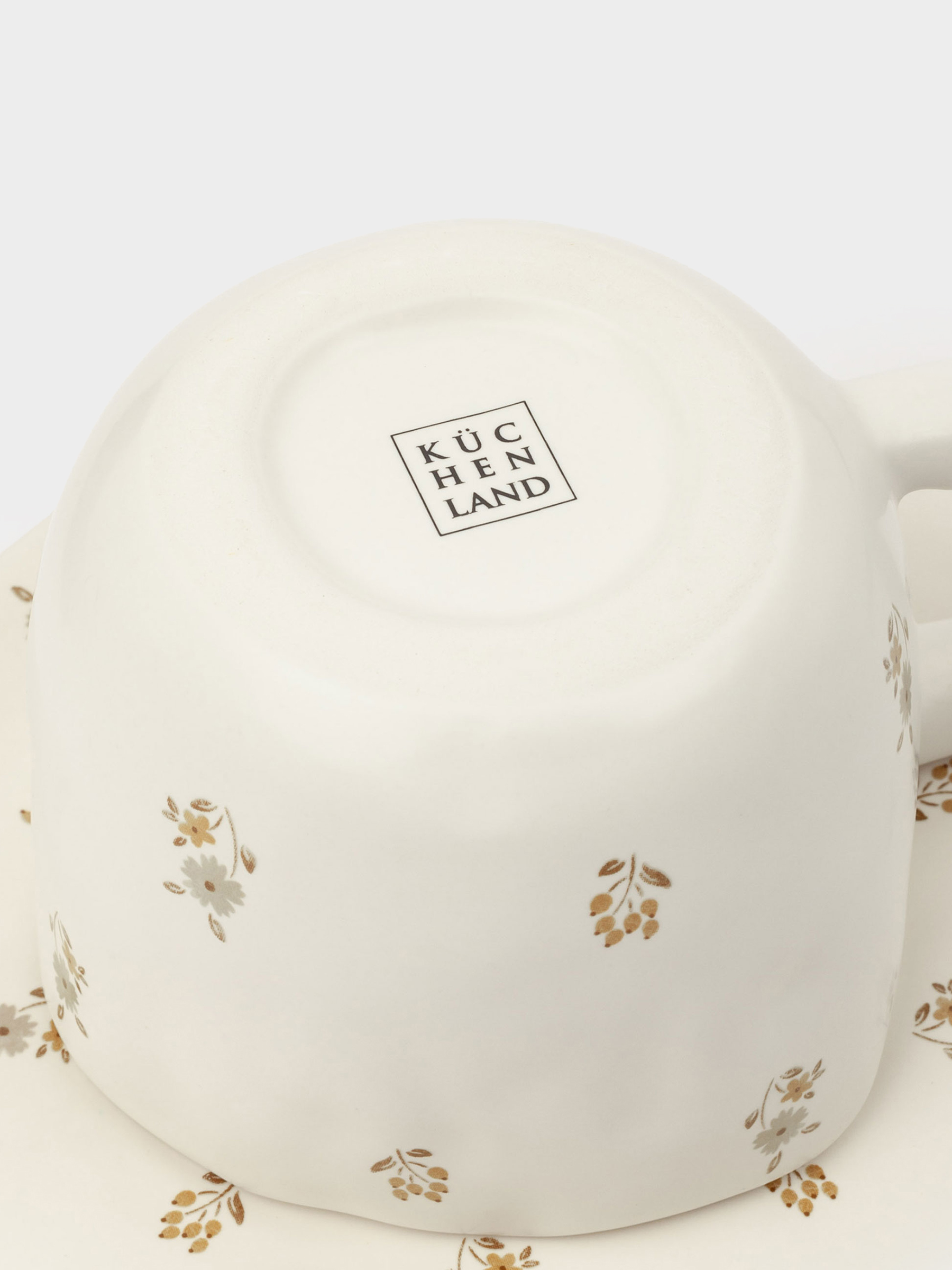 Tea pair, 1 person, 2 items, 360 ml, ceramics, milky, Vintage flowers, La flore, image-7