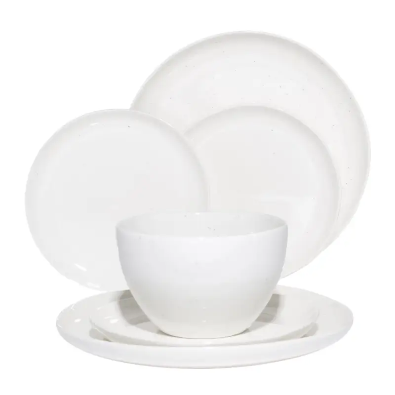 Dining set, 6 pers, 18 pr, porcelain N, milk, Dots, Boho ,image-0