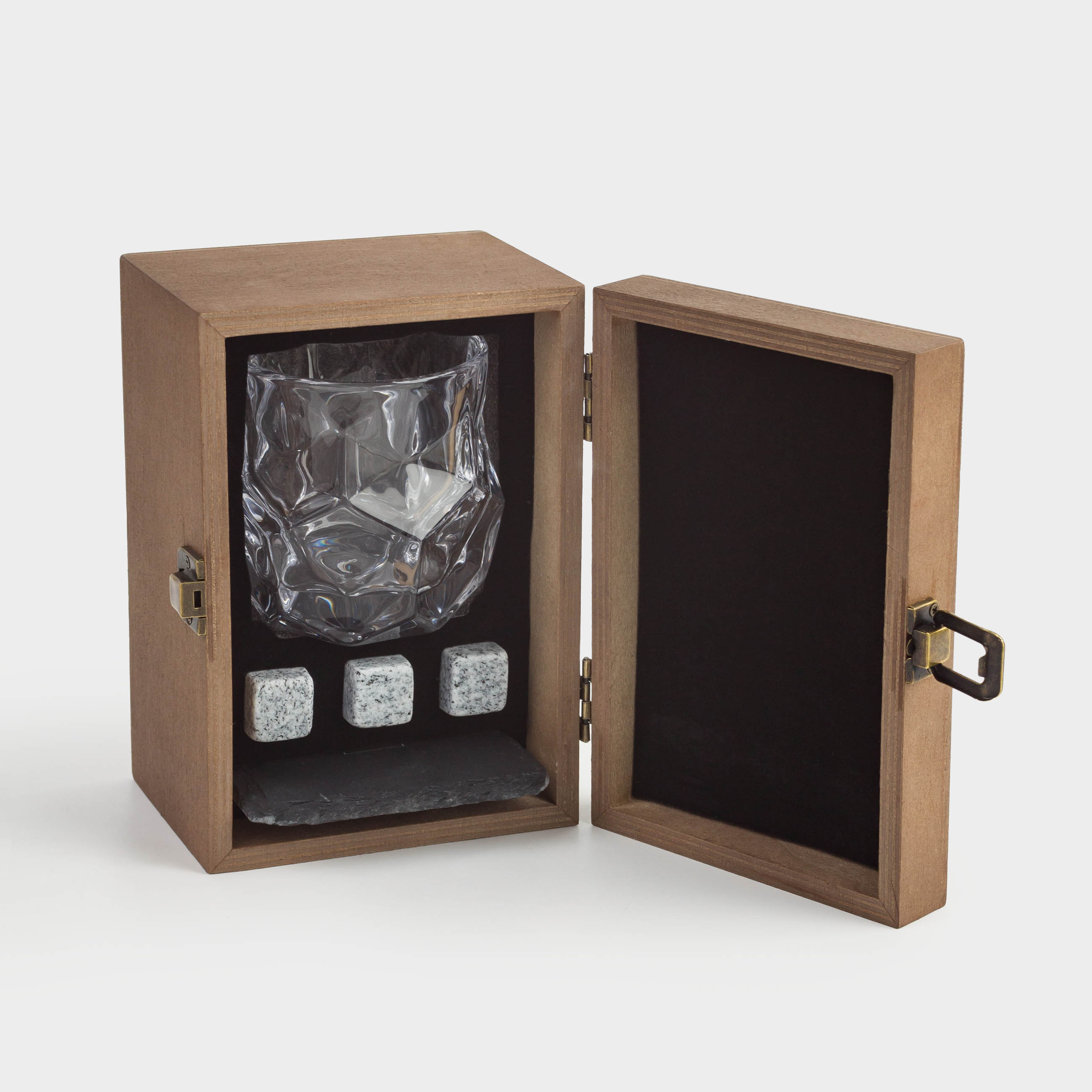 Whiskey set, 1 person, 5 items, in a box, glass / cubes/stand, glass / marble/slate, Bar