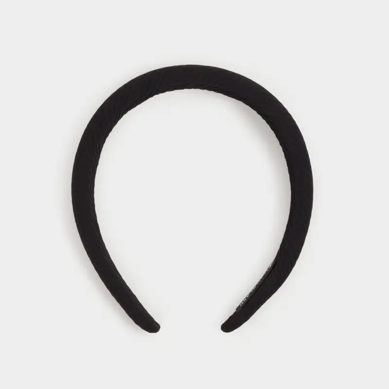 Hair band, 14x16 cm, Polyester / plastic, Black, Lines, Basic