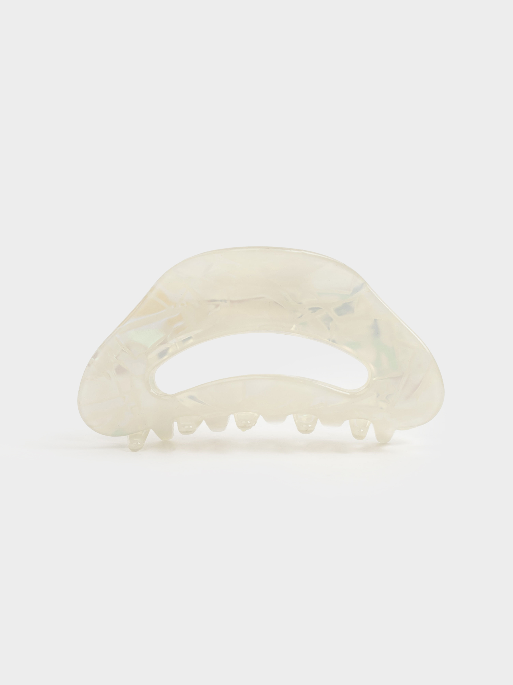 Hair clip, 9 cm, plastic / metal, white, mother of pearl, Crab, Glam, image-3
