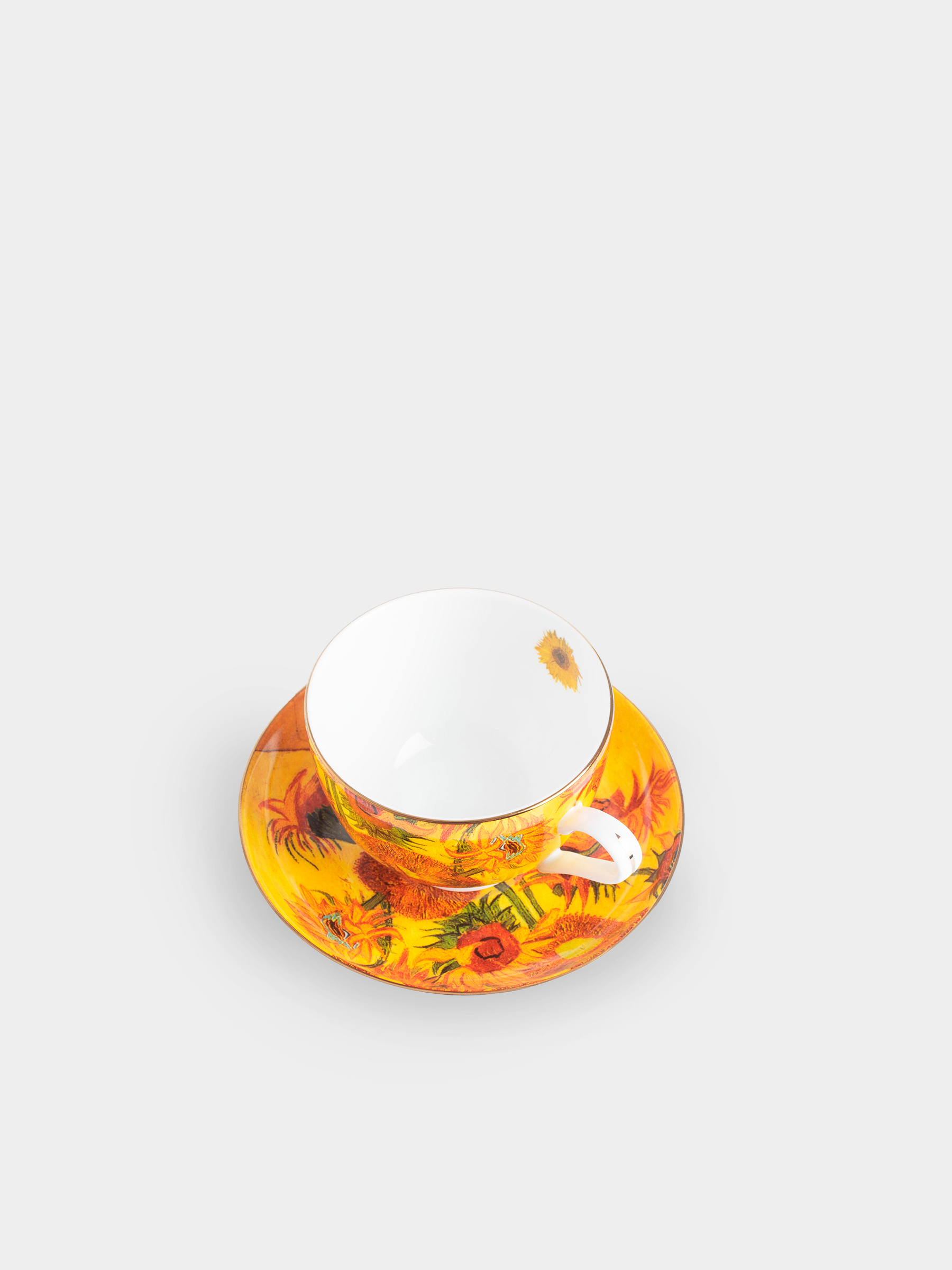 Tea pair, 1 person, 2 items, 210 ml, porcelain F, Sunflowers, Van Gogh, Art sunflowers, image-1