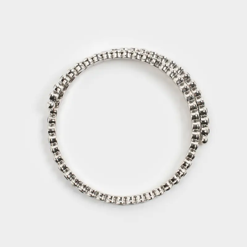 Spiral bracelet, 20 cm, metal / rhinestones, green-silver, Crystals, Jewelry
