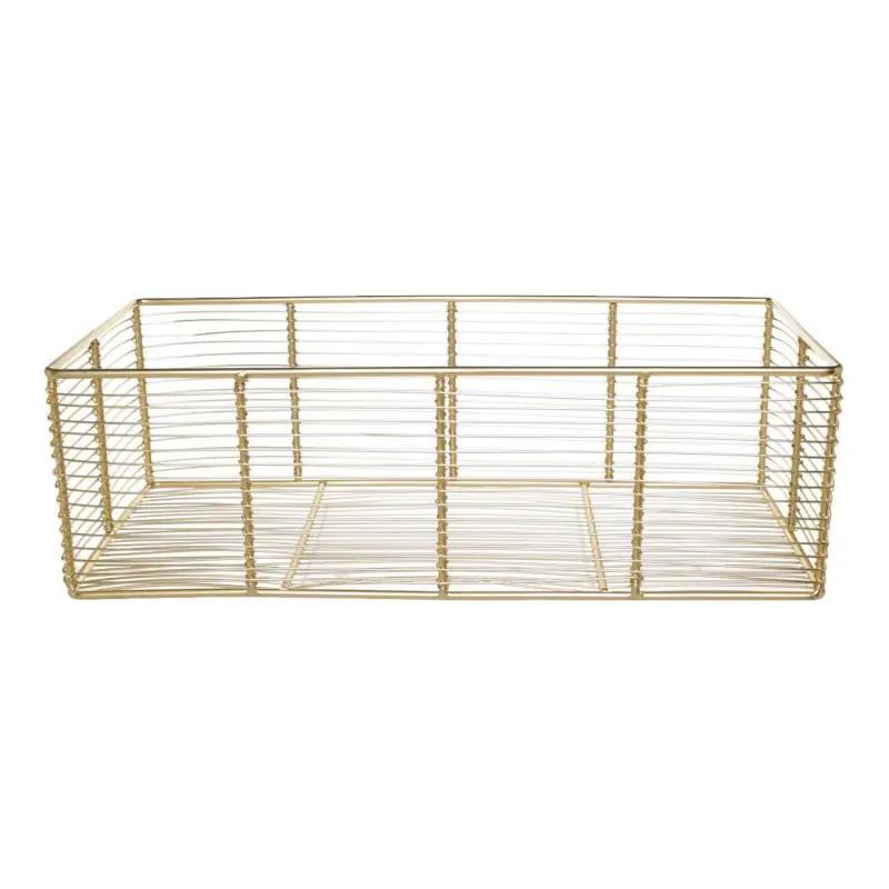 Storage basket, 26x19x14 cm, metal, rectangular, golden, Twist gold