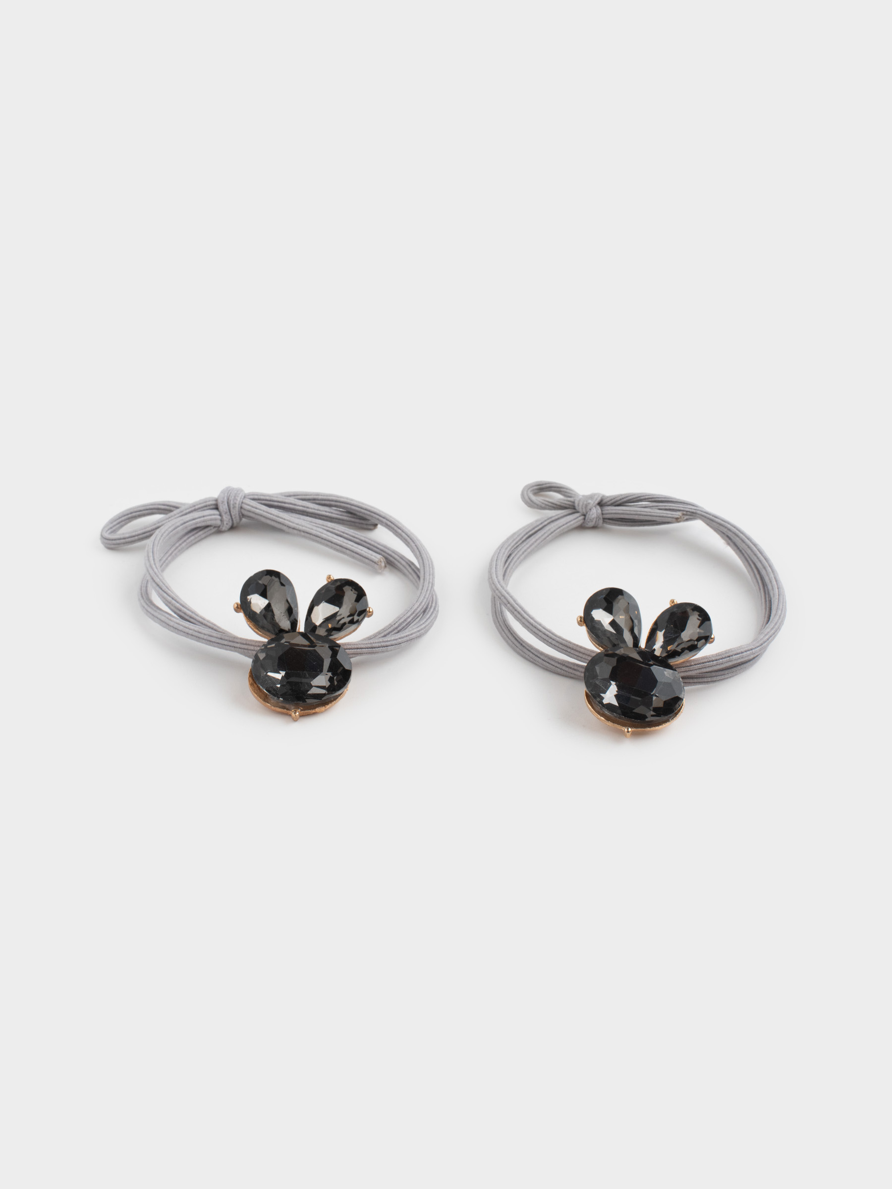 Elastic hair band, 4 cm, 2 pcs, polyester / plastic, black, Bunnies, Gracile, image-4