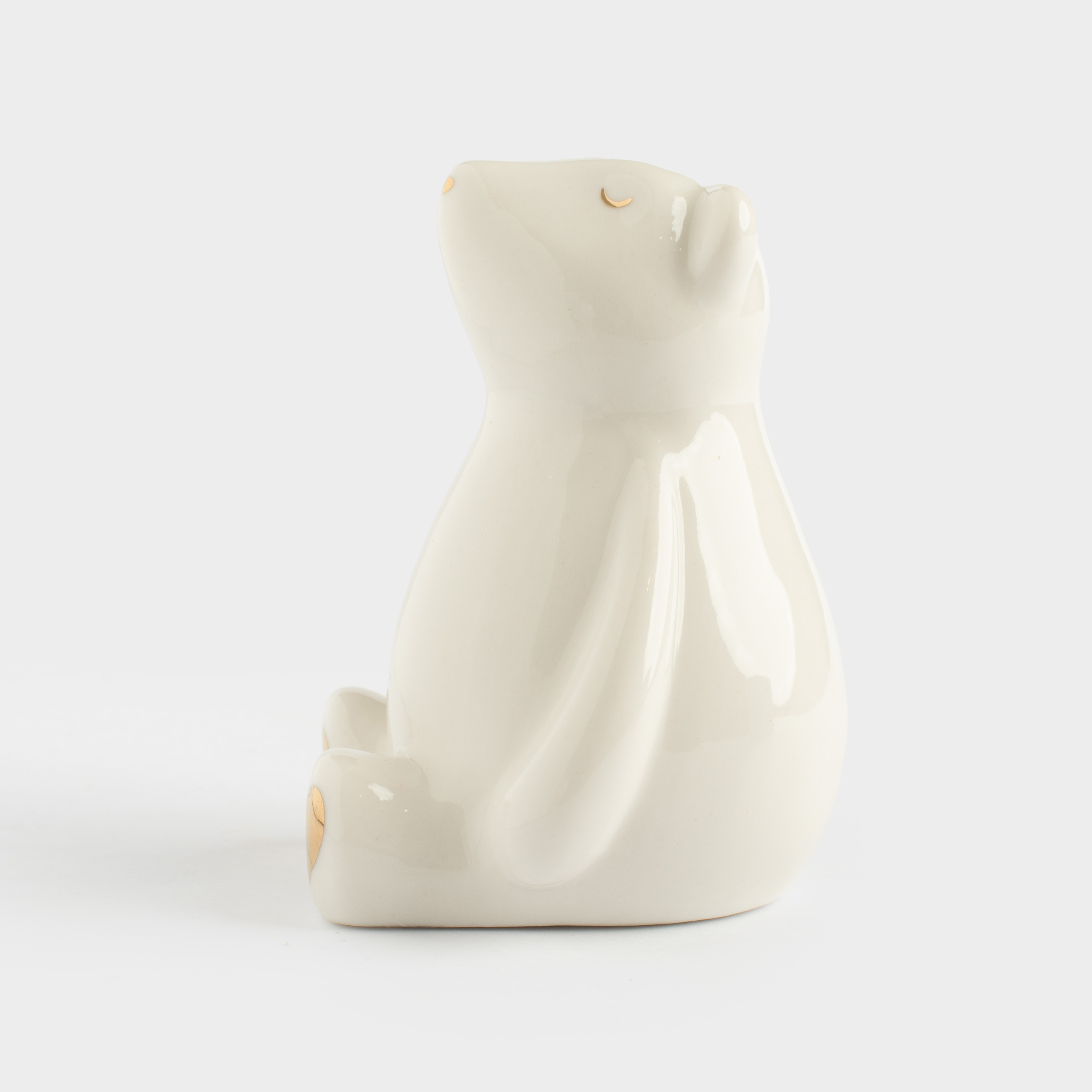 Statuette, 8 cm, porcelain P, milky-gold, Bear, Bear
