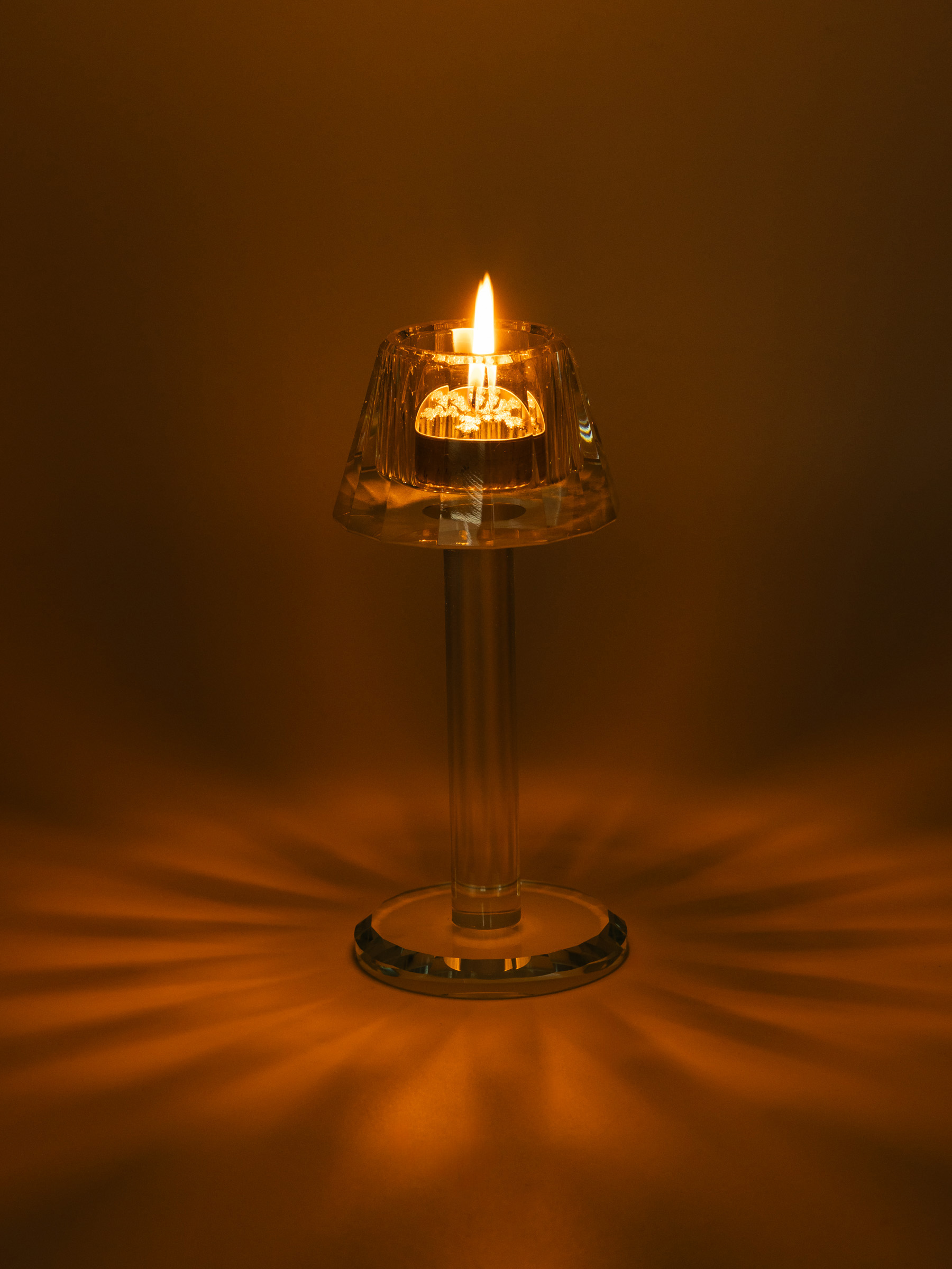 Candlestick, 18 cm, for a tea candle, on a leg, crystal glass, Floor lamp, Lux crystal, image-5