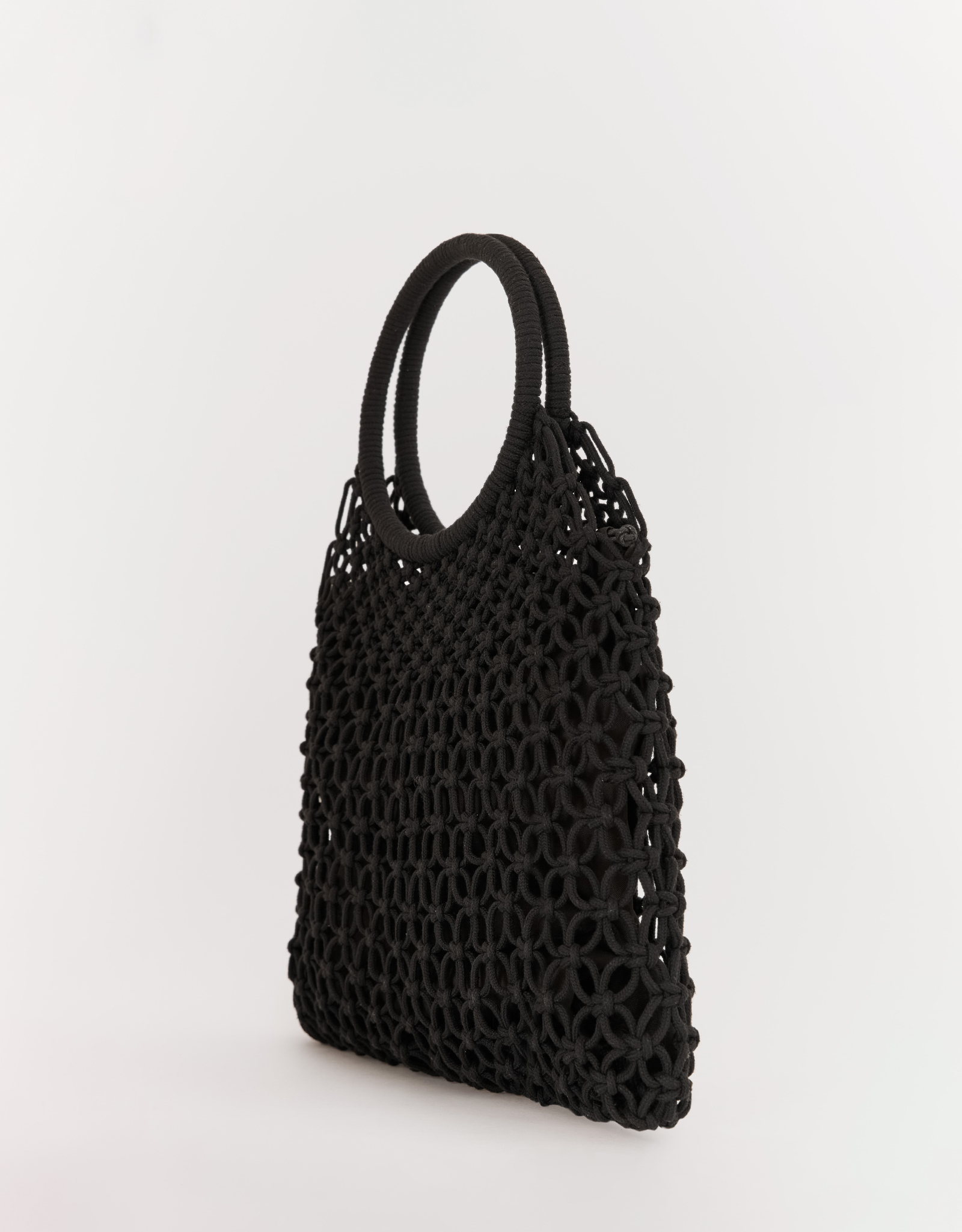 Beach bag, 35x28 cm, wicker, polyester, black, Stintino, image-1