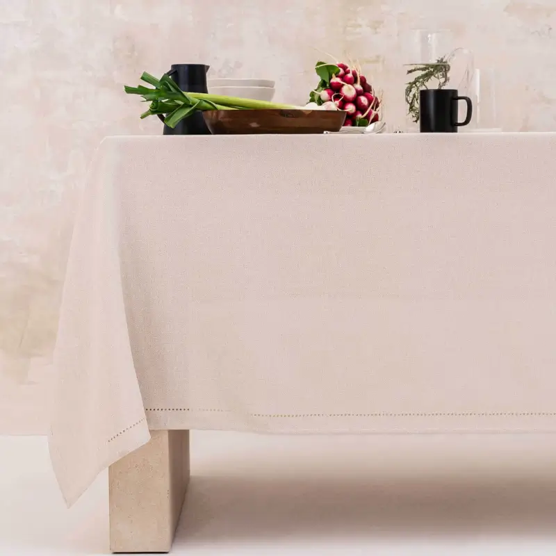 Tablecloth, 170x250 cm, polyester, silver-cream, Hemstitch