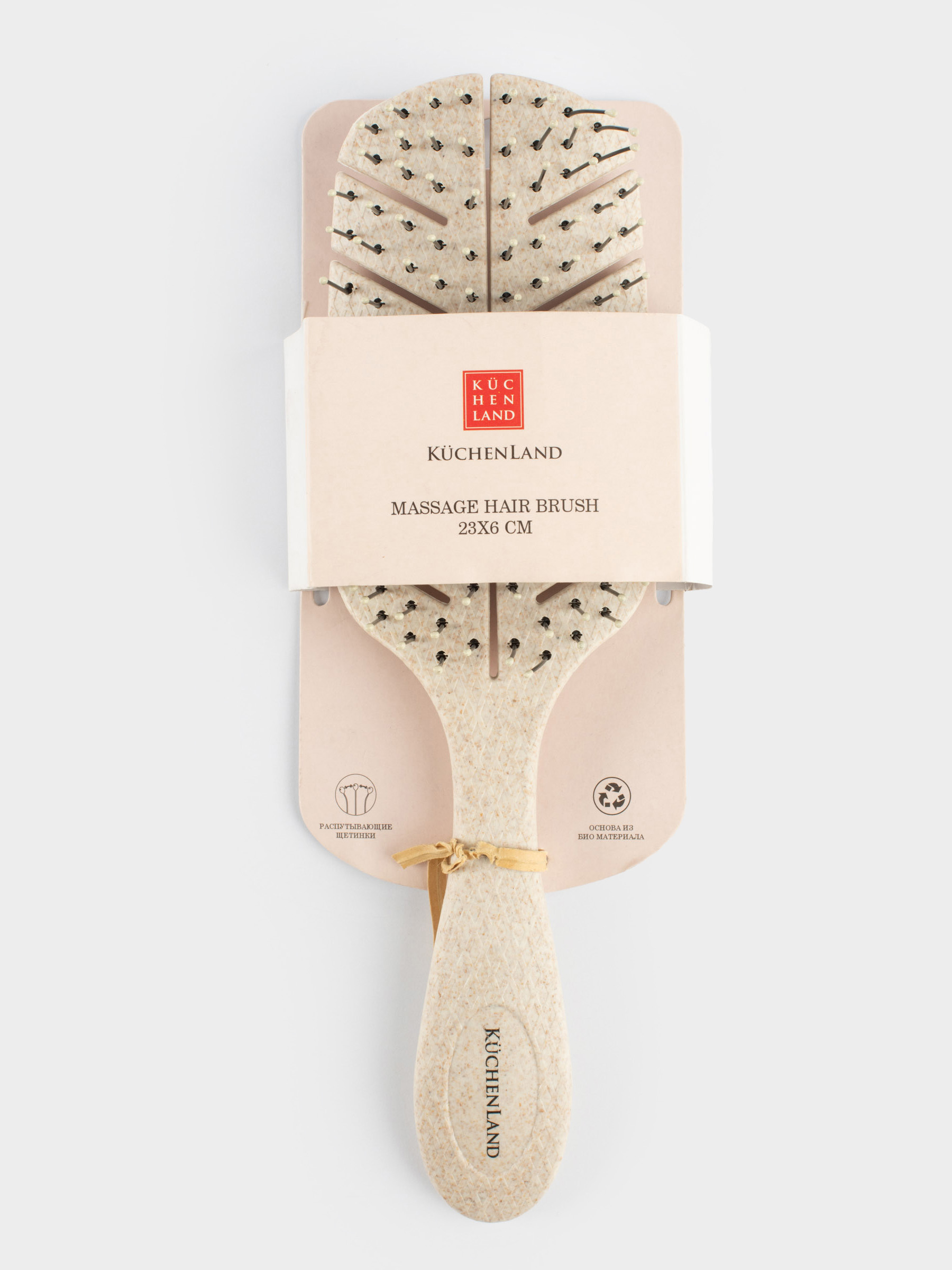 Hair massage comb, 23 cm, vegetable fiber / plastic, beige, Demo, image-4