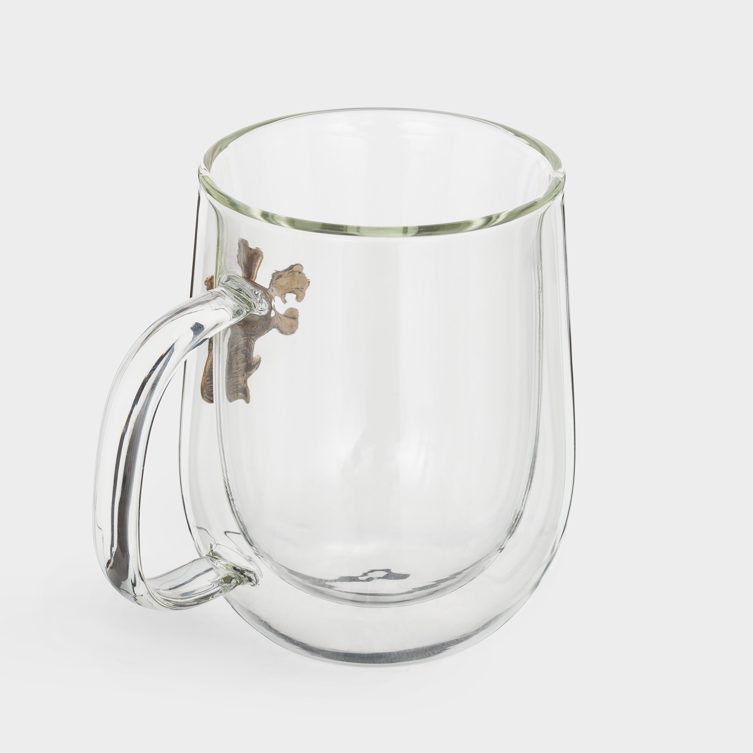 Mug, 350 ml, glass B, gold, Lion, Air zodiac, image-2