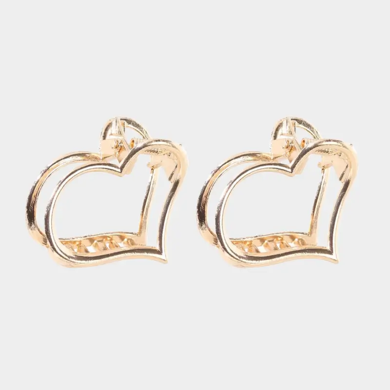 Hair clip, 2 cm, 2 pcs, metal, gold, Heart, Fantastic gold