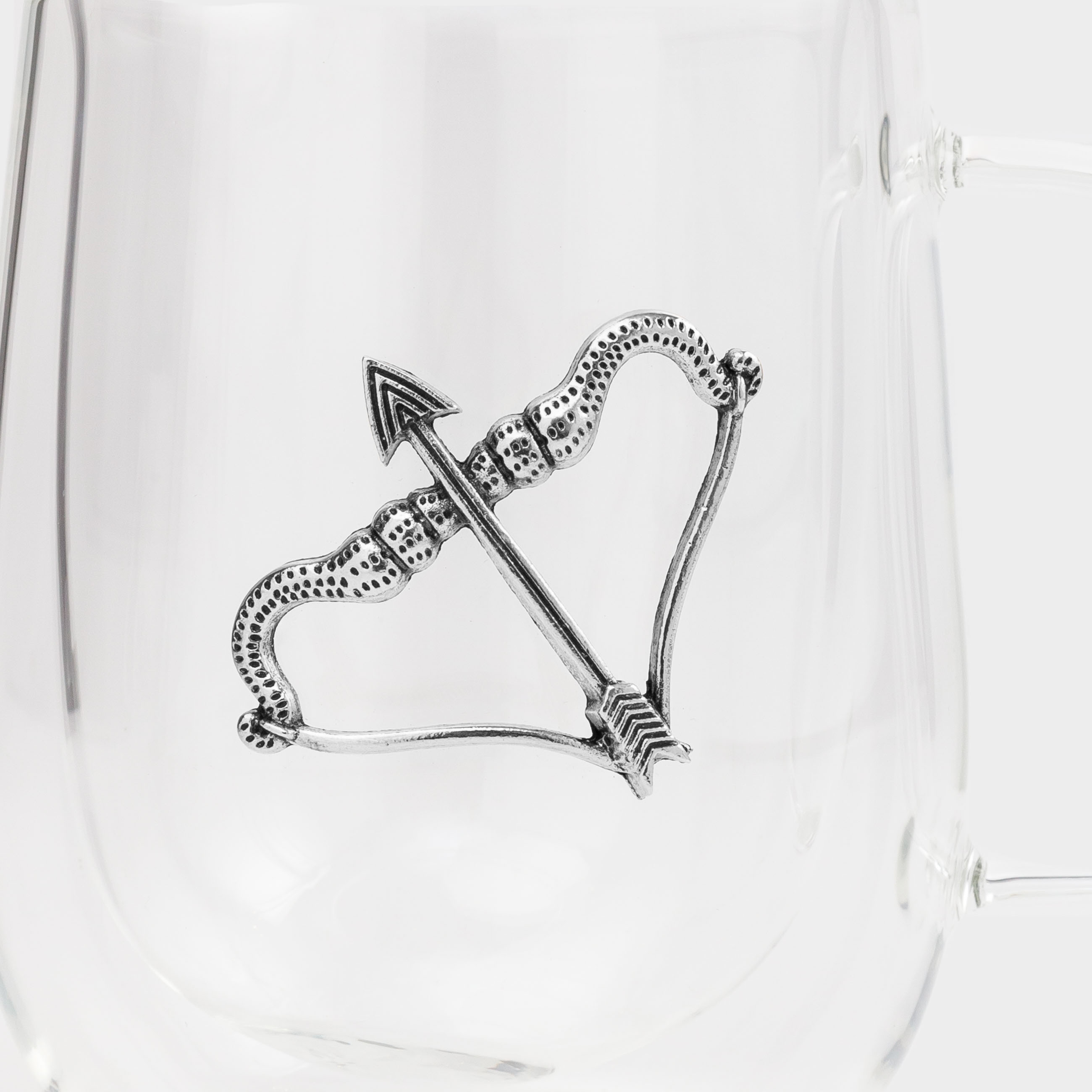 Mug, 350 ml, glass B / metal, silver, Sagittarius, Air zodiac, image-4