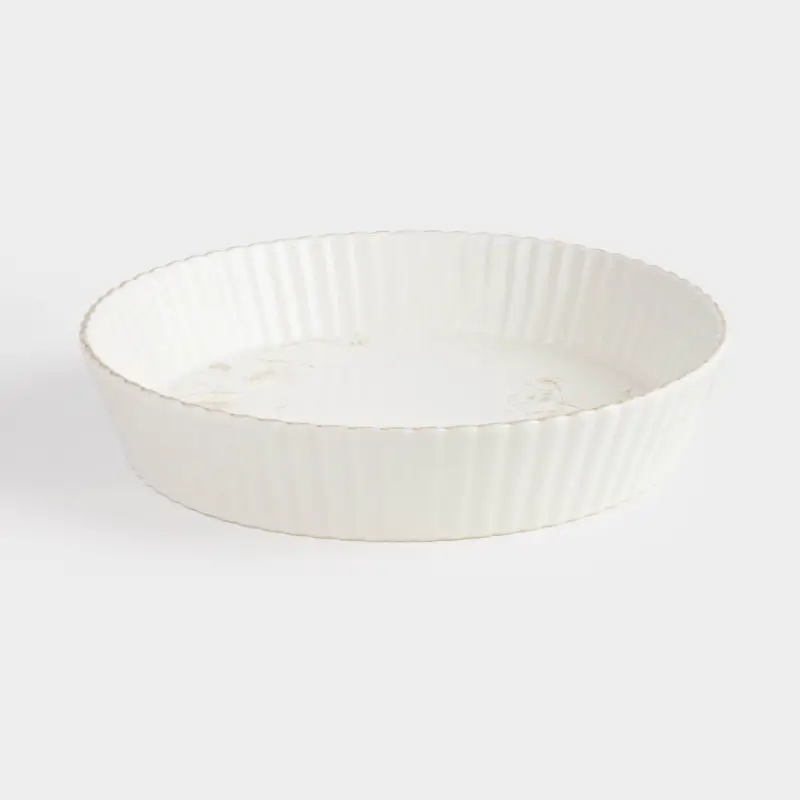 Baking dish, 25 cm, ceramic, milky, beige flowers, Maleo