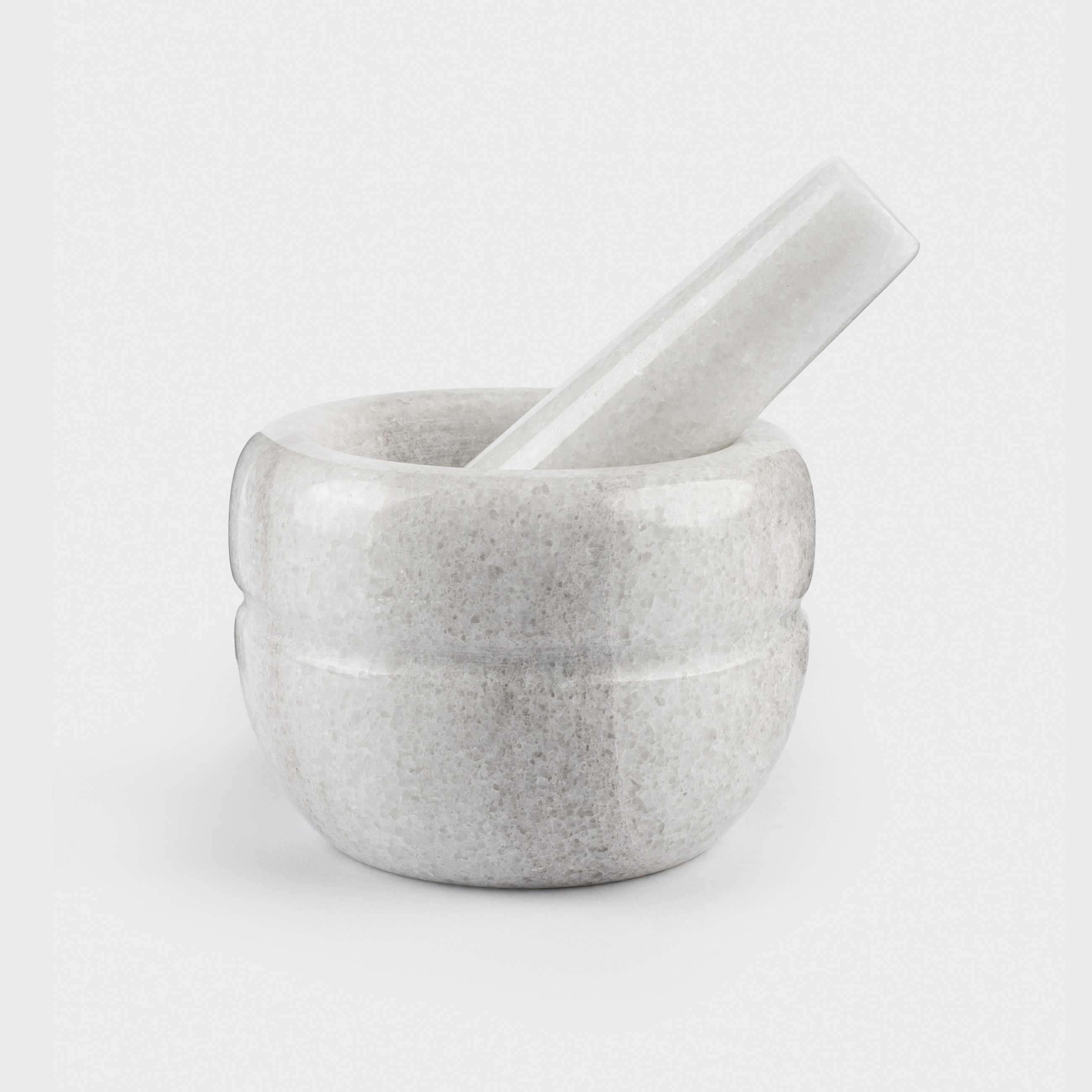 Spice mortar, 10 cm, with pestle, Marble, White, Stripe, Marble, image-0