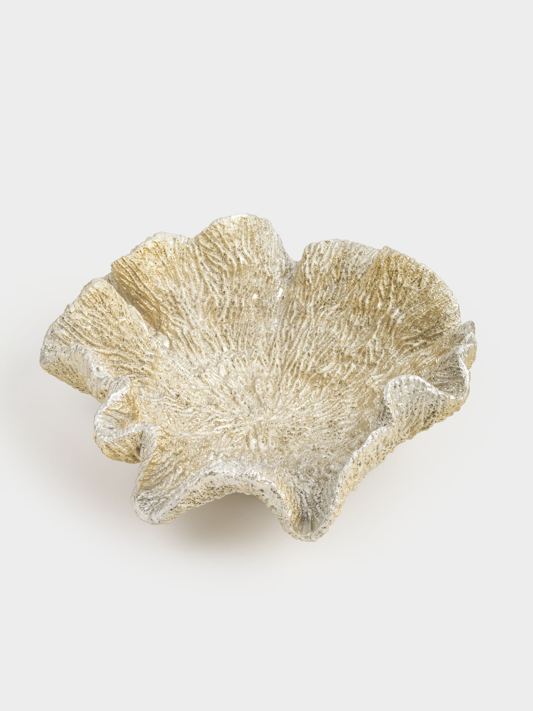 Decorative dish, 30x29x12 cm, polyresin, golden, Coral, Coral, image-1