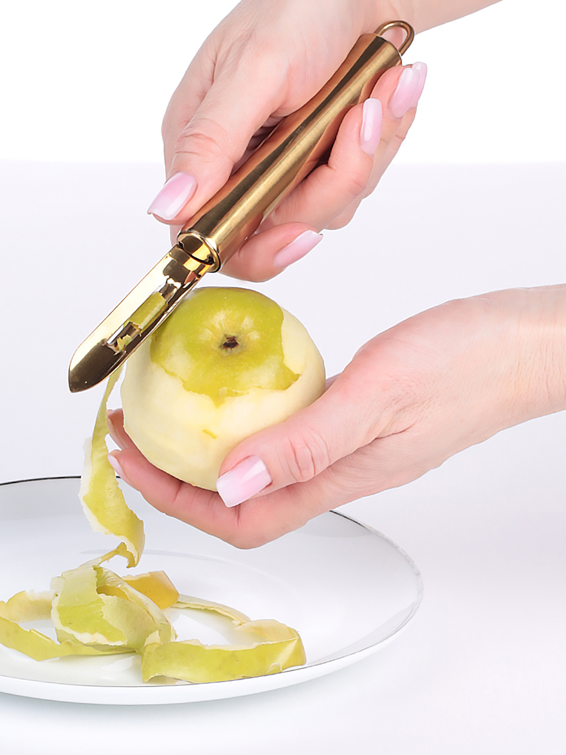 Vegetable peeler, 19 cm, steel, golden, Spiro gold, image-1