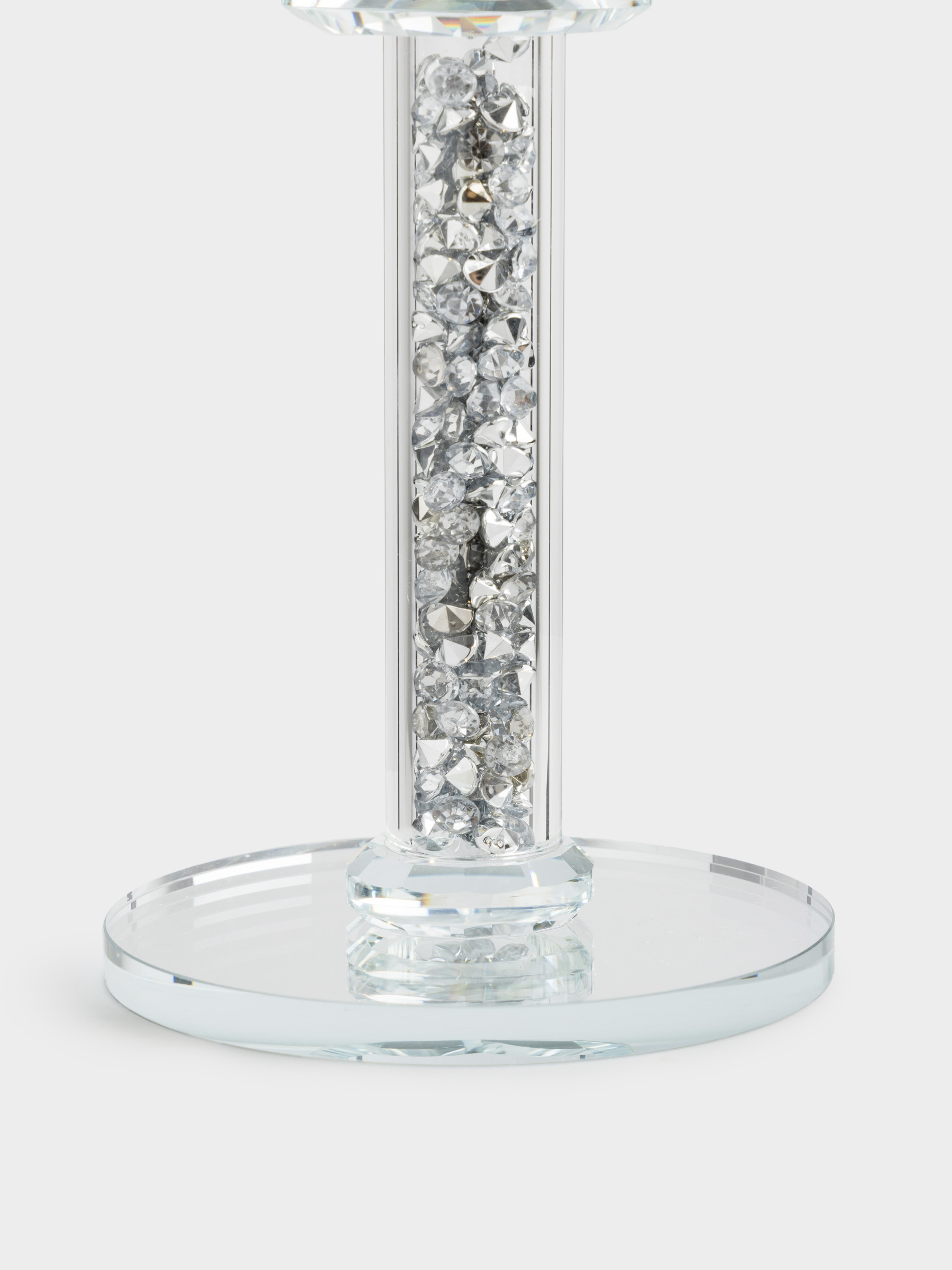Candlestick, 25 cm, for a cylindrical candle, on a leg, crystal glass / resin, Lux crystal, image-1