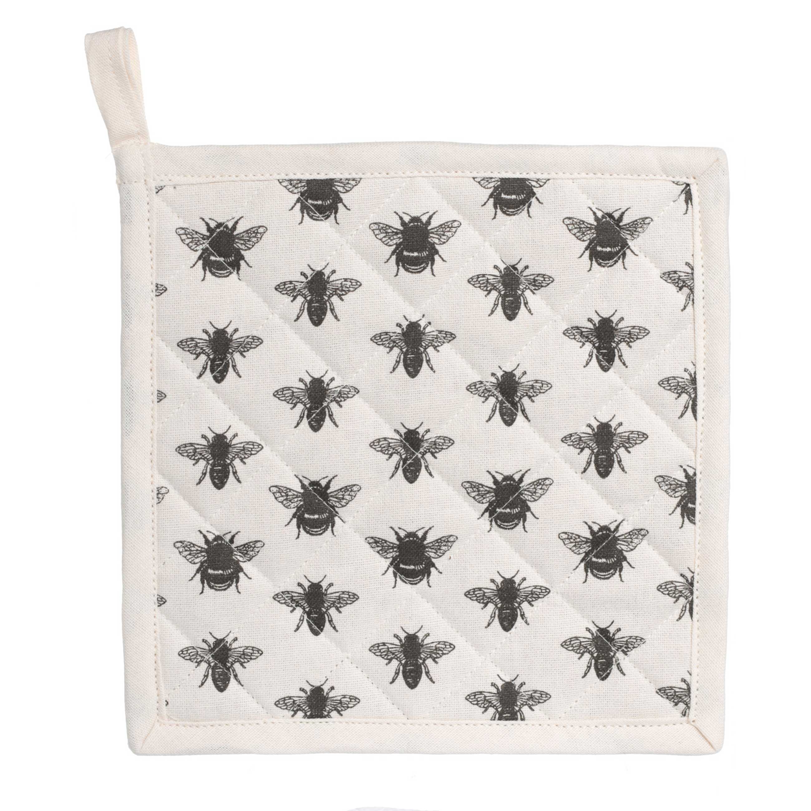 Potholder, 20x20 cm, cotton, beige, Bees, Honey, image-0